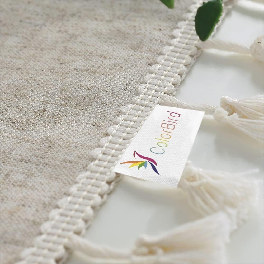 TUWENA Tischdecke Abwaschbar Leinen Baumwolle Tischtuch,Knitterfrei Tischtuch mit Quaste