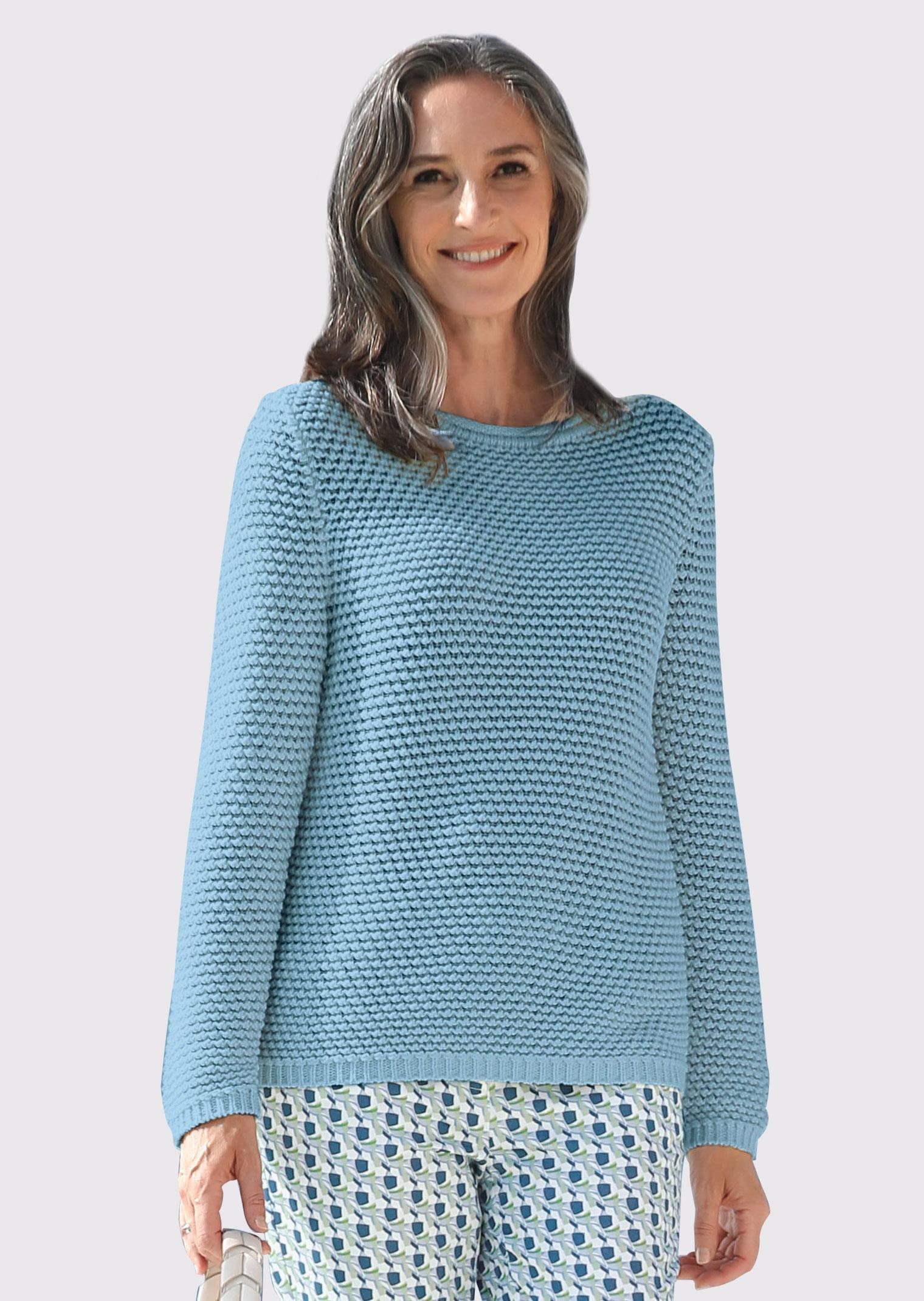 Strickpullover Kurzgröße: Pullover mit schönem Ajourmuster