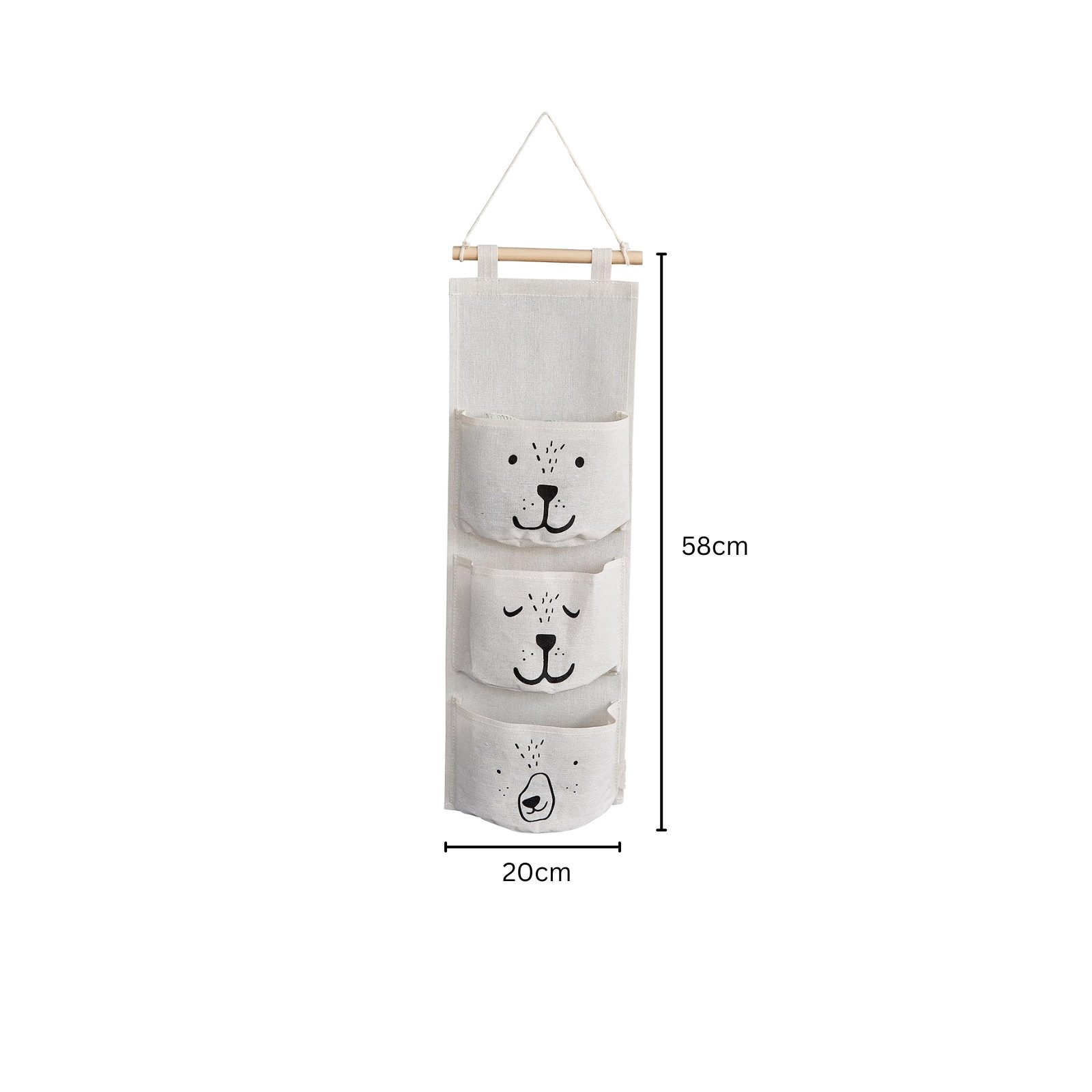 hausleben Organizer Wandorganizer aus Stoff mit Tiermotiven und 3 Taschen (Einzelartikel, 1 St., 1-teilig), Faltbar, Platzsparend, 3 Taschen, Bärendesign, Mit H – Bild 5 von 5