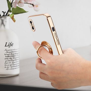 Cadorabo Handyhülle Apple iPhone X / XS Apple iPhone X / XS, Schutzhülle - TPU Silikon Hülle - mit Kameraschutz und Ring