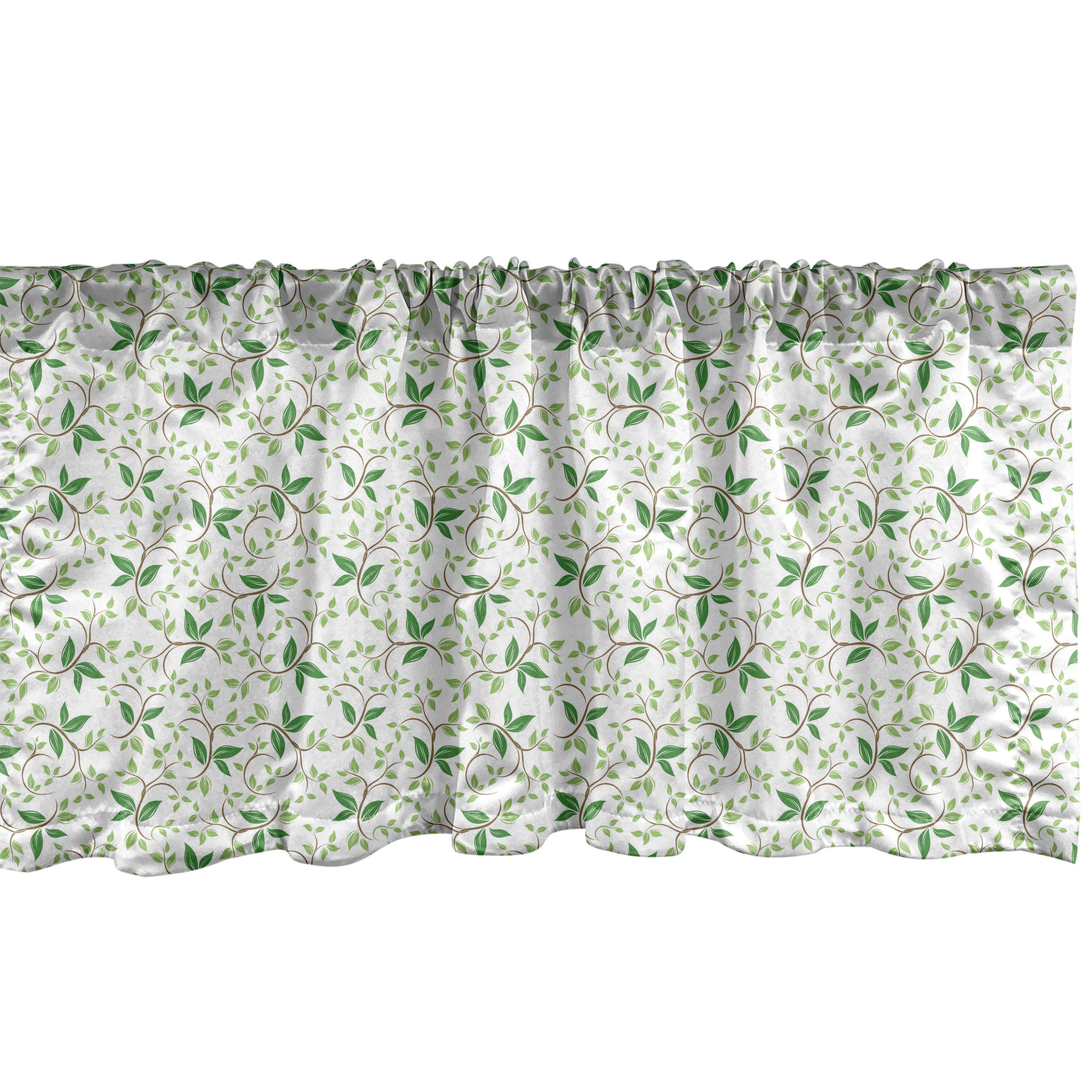 Scheibengardine Vorhang Volant für Stangentasche, Natur mit Ivy Leaves Microfaser, Küche Dekor Green Schlafzimmer Abakuhaus