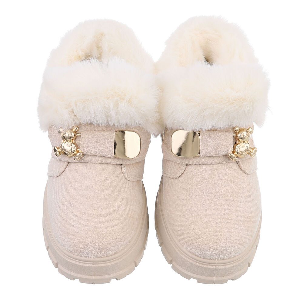 Ital-Design Damen Snowboots Freizeit Snowboots (87475153) Flach Stiefeletten in Beige
