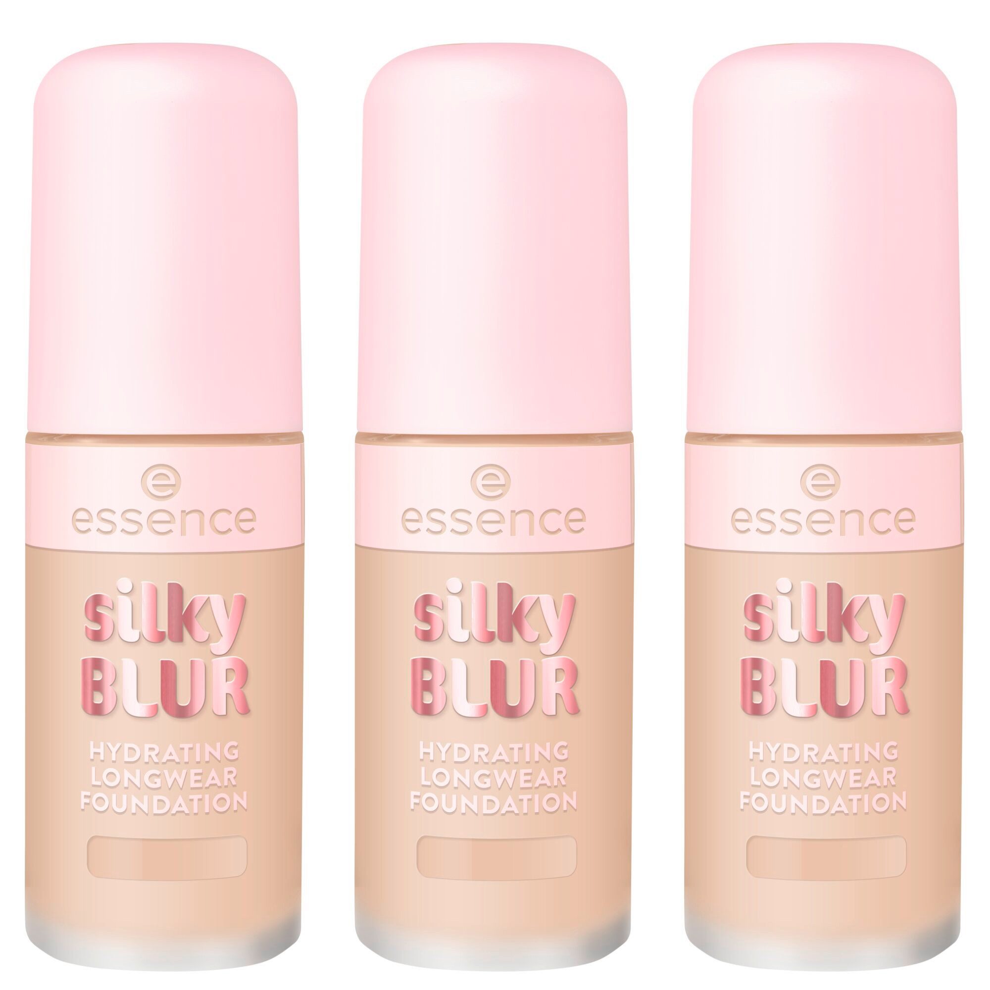 Essence Foundation SILKY BLUR HYDRATING LONGWEAR FOUNDATION, 3-tlg.