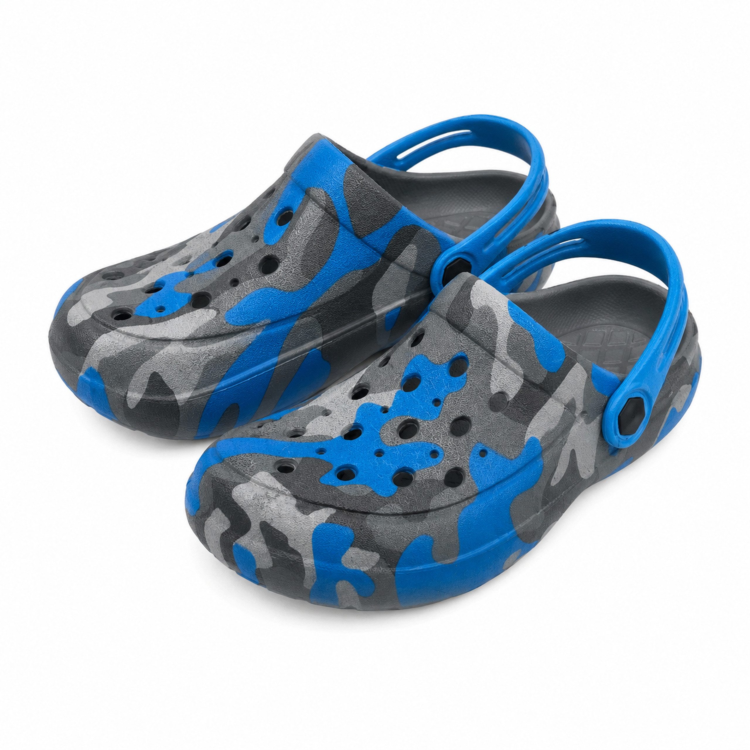kamelshopping Clogs für Kinder mit Fersenriemen und Belüftungslöchern Clog verschiedene Motive, ideal als Gartenschuh, Badeschuh, Hausschuh etc.