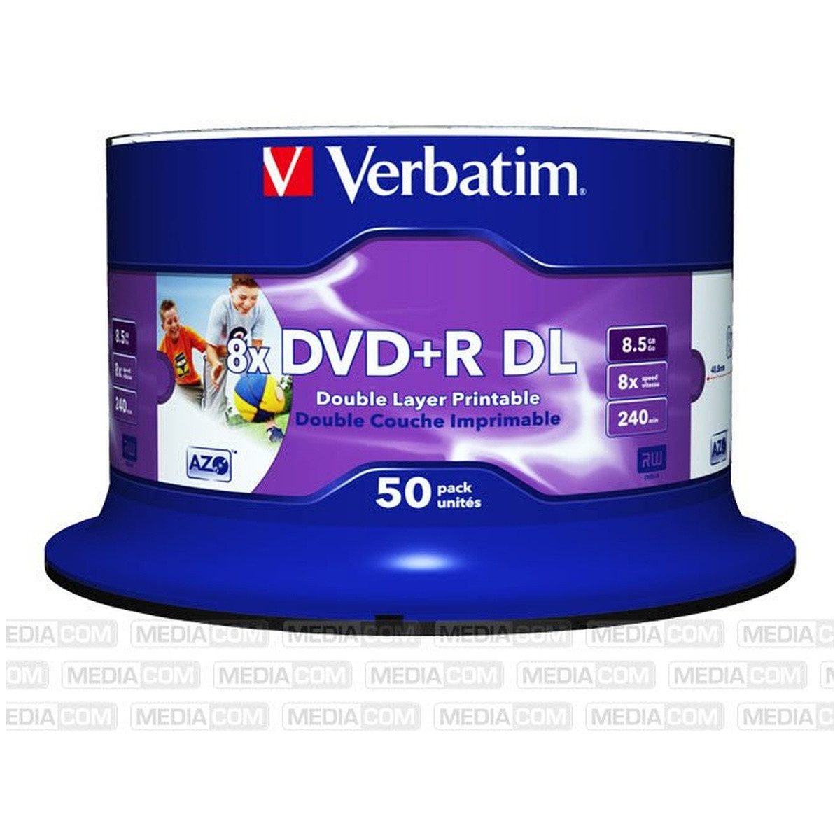 Verbatim DVD-Rohling Verbatim DVD+R DL 8.5GB 8x Cakebox 50er Inkjet