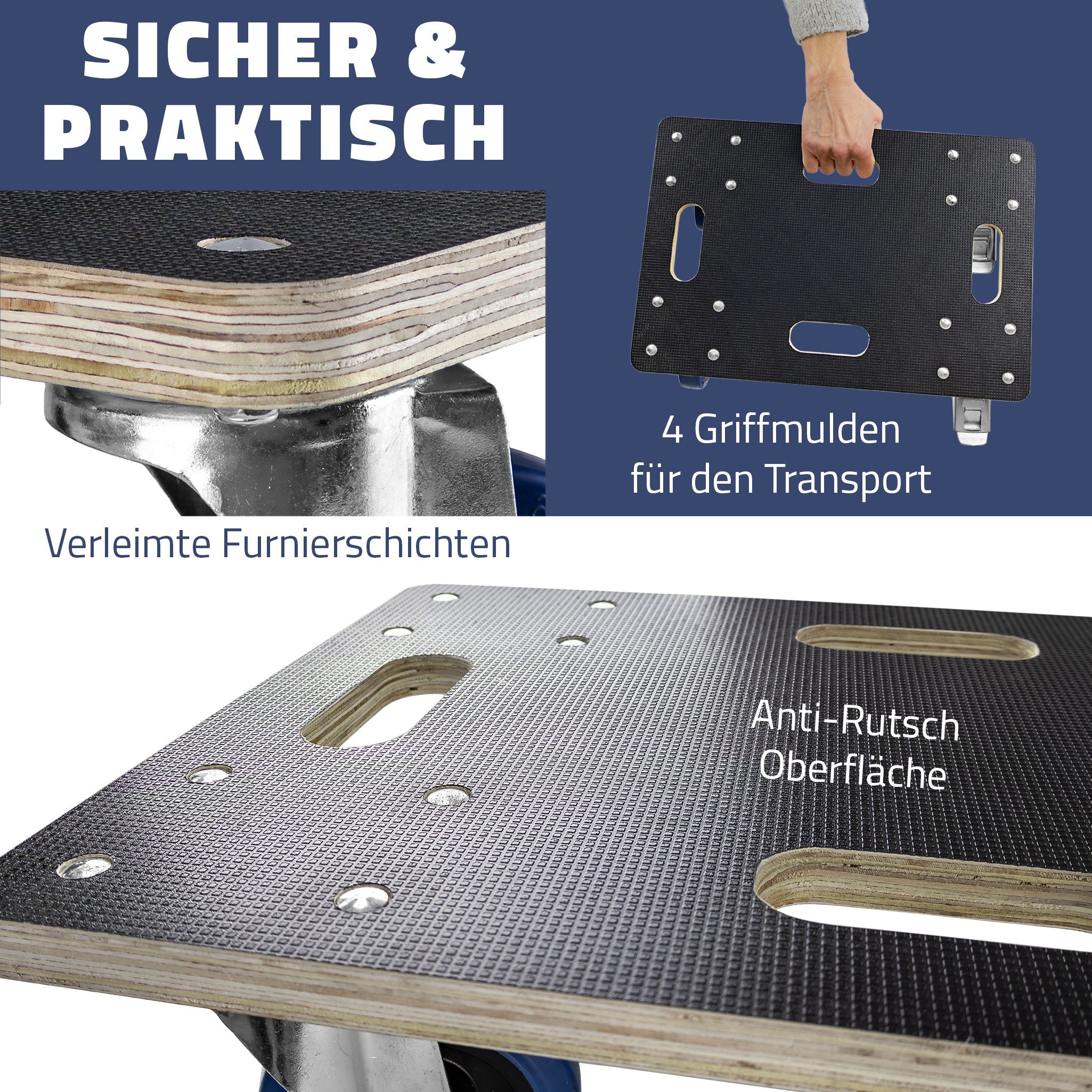 Trucky Transportroller Rollbrett Auswahl Größe Transportroller 800kg Möbelroller mit 4 Rollen, (1-St) – Bild 5 von 5