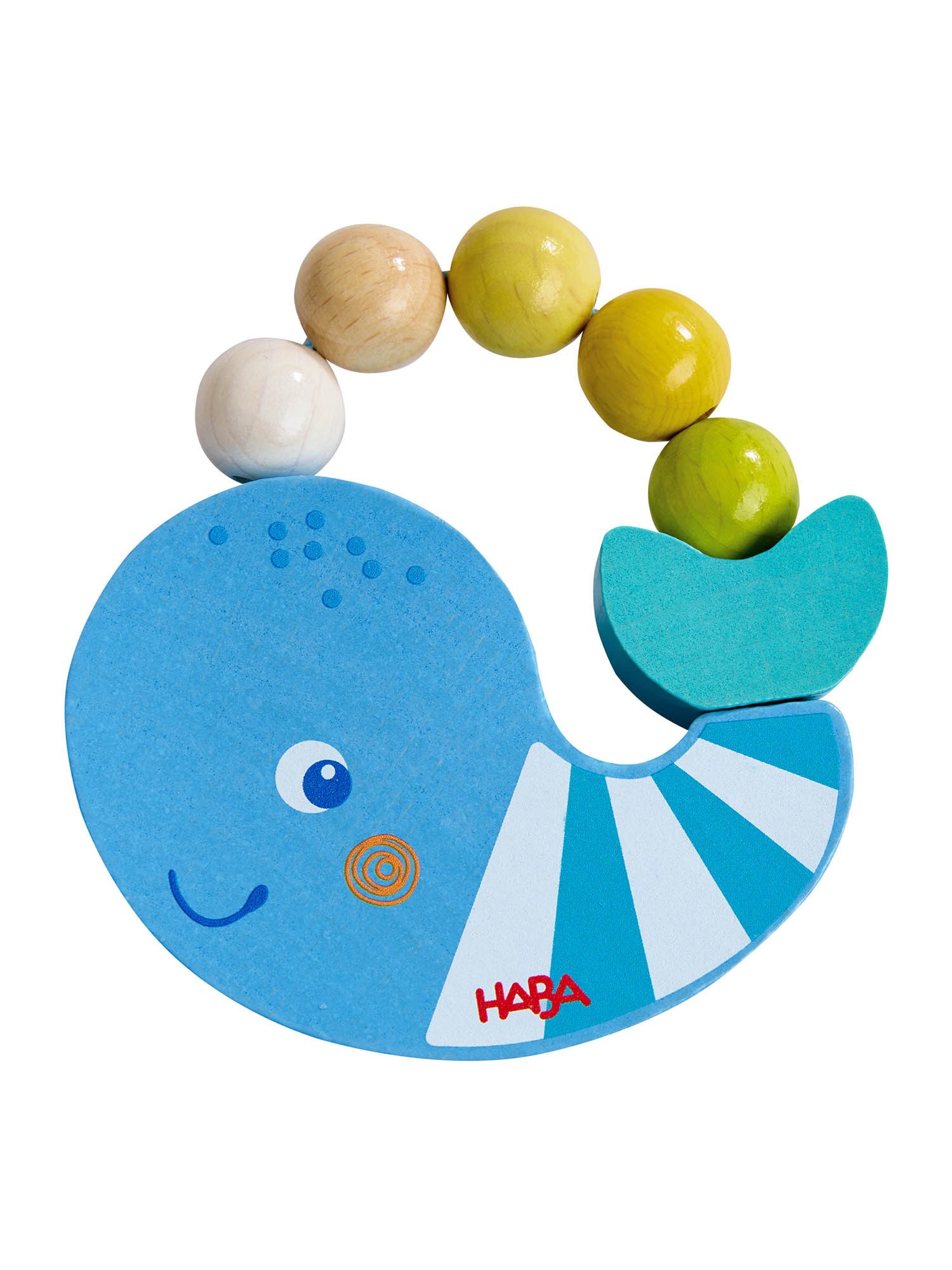 Haba Greifspielzeug Rasselgreifling Wal, Baby Greifling, Greifrassel, Motorikspielzeug
