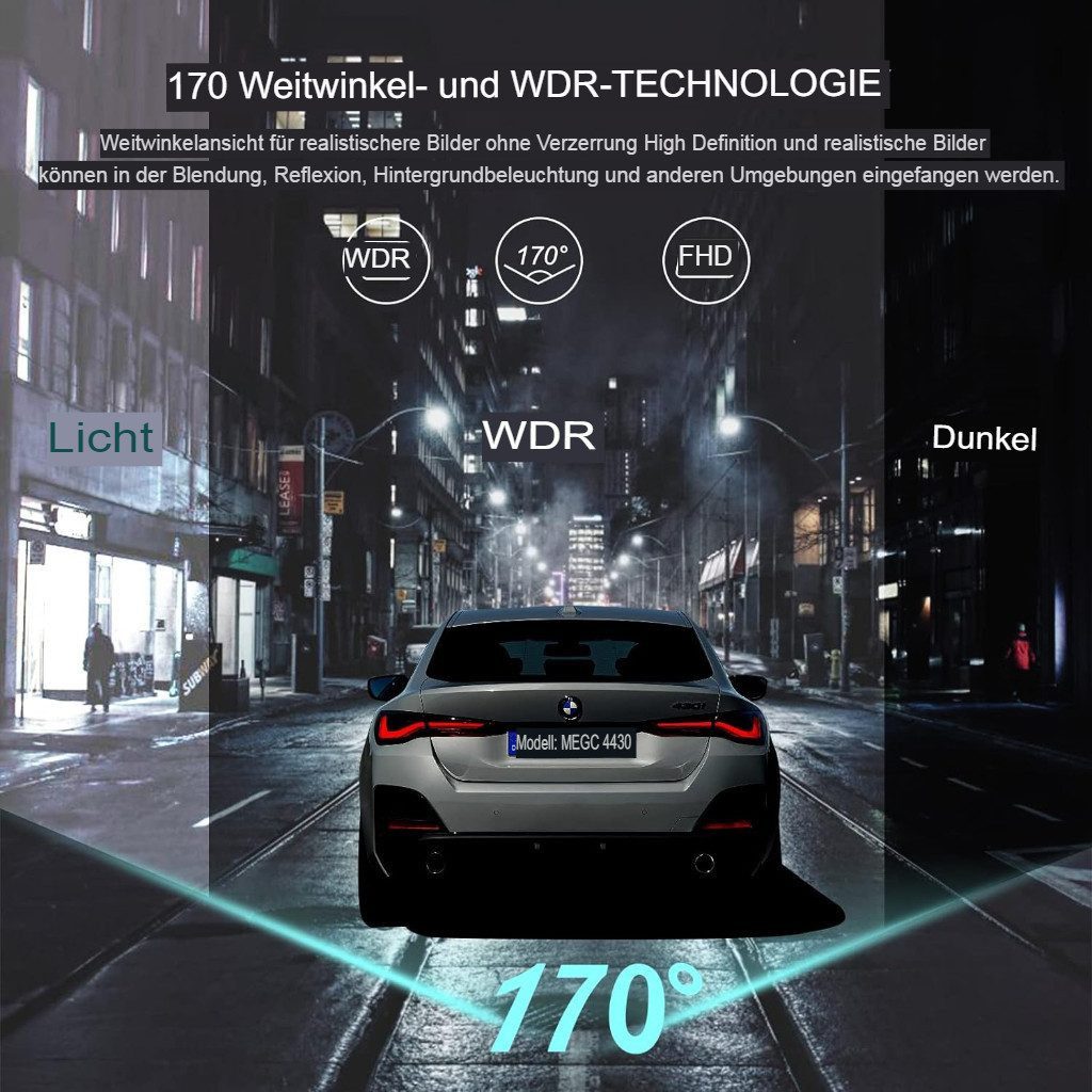 Vivitar FHD 1080P DASHCAM, 2,5-Zoll-IPS-Bildschirm mit 32 GB SD-Karte Dashcam (12MP 170Grad Weitwinkelobjektiv in Full HD 1920x1080, Powerline, WDR, Loop-Aufnahme, Parkmonitor, G-Sensor, Bewegungserkennung)