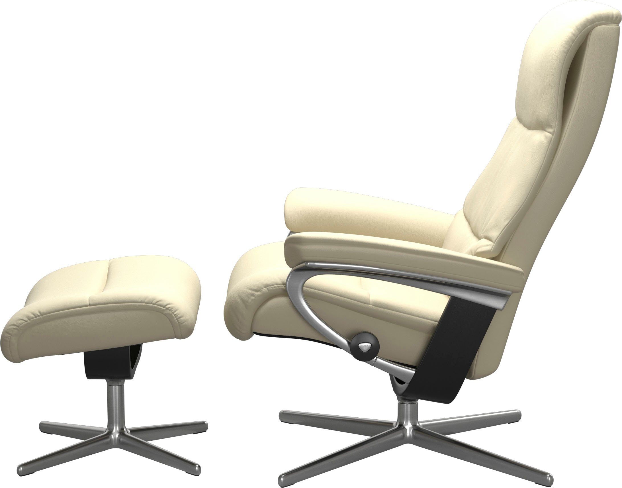Stressless® Relaxsessel View (Set, Relaxsessel mit Hocker), mit Hocker, mit Cross Base, Größe S, M & L, Holzakzent Schwarz