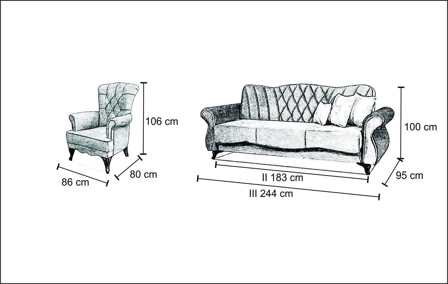 Sofa Sitzer Sofagarnitur 3tlg, JVmoebel Beige Design Made Europe Garnitur Moderne Set 3+2+1 in
