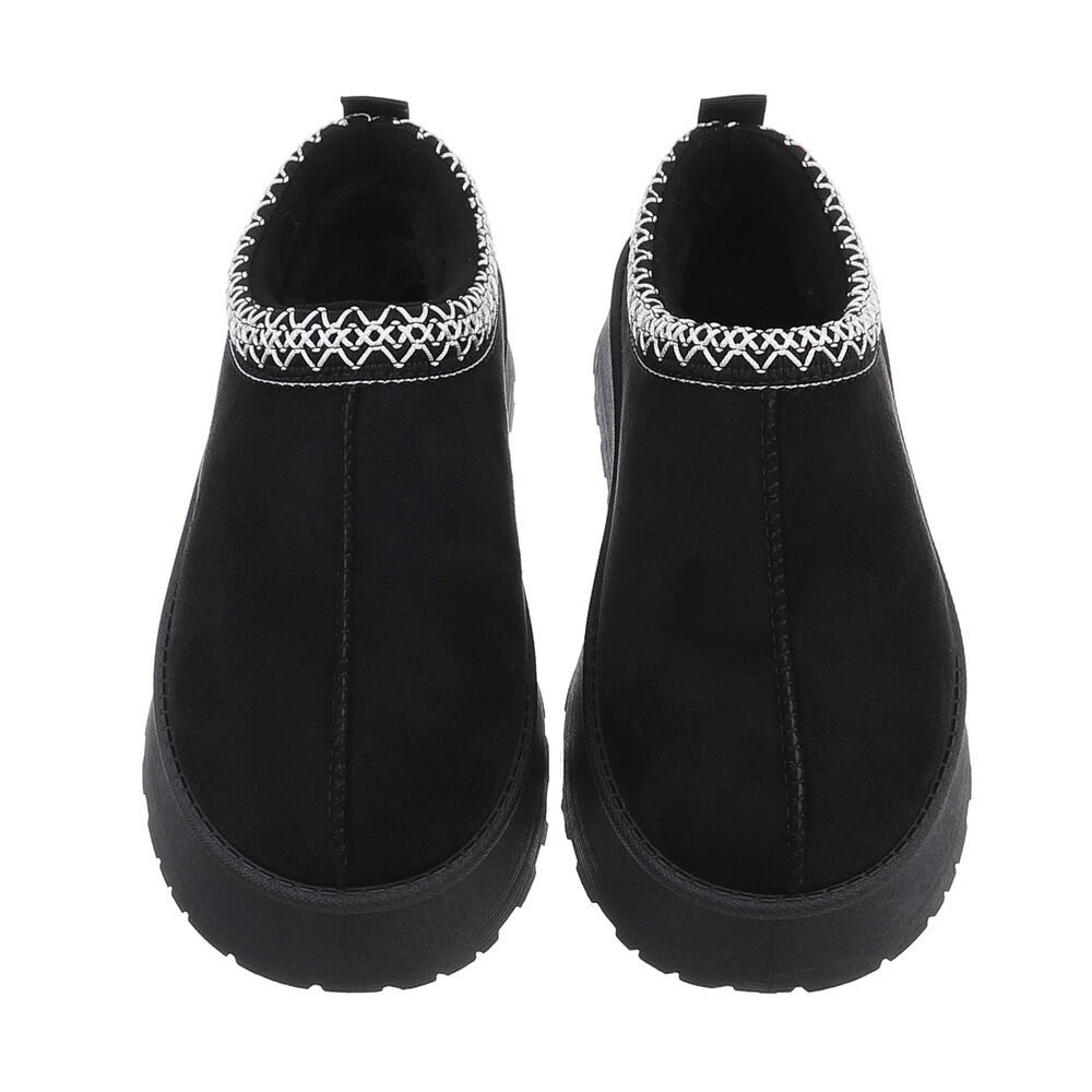 Ital-Design Die bequemen Plateau-Slipper Hausschuh (87475117) Flach Stiefeletten in Schwarz