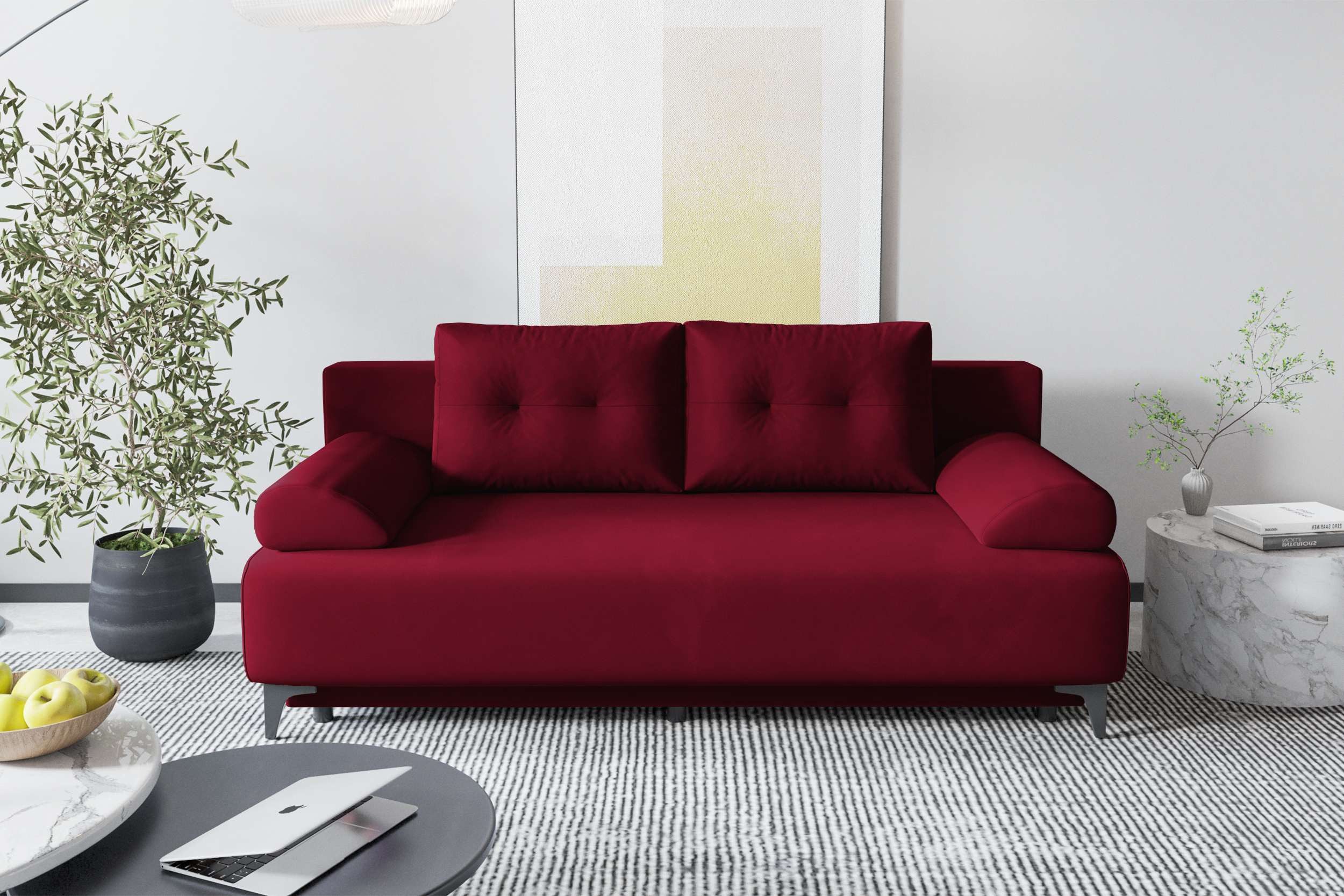 99rooms 3-Sitzer Fiora, Sofa, Inkl. 2 Rückenkissen, 2 Armteilkissen, mit Rundumbezug