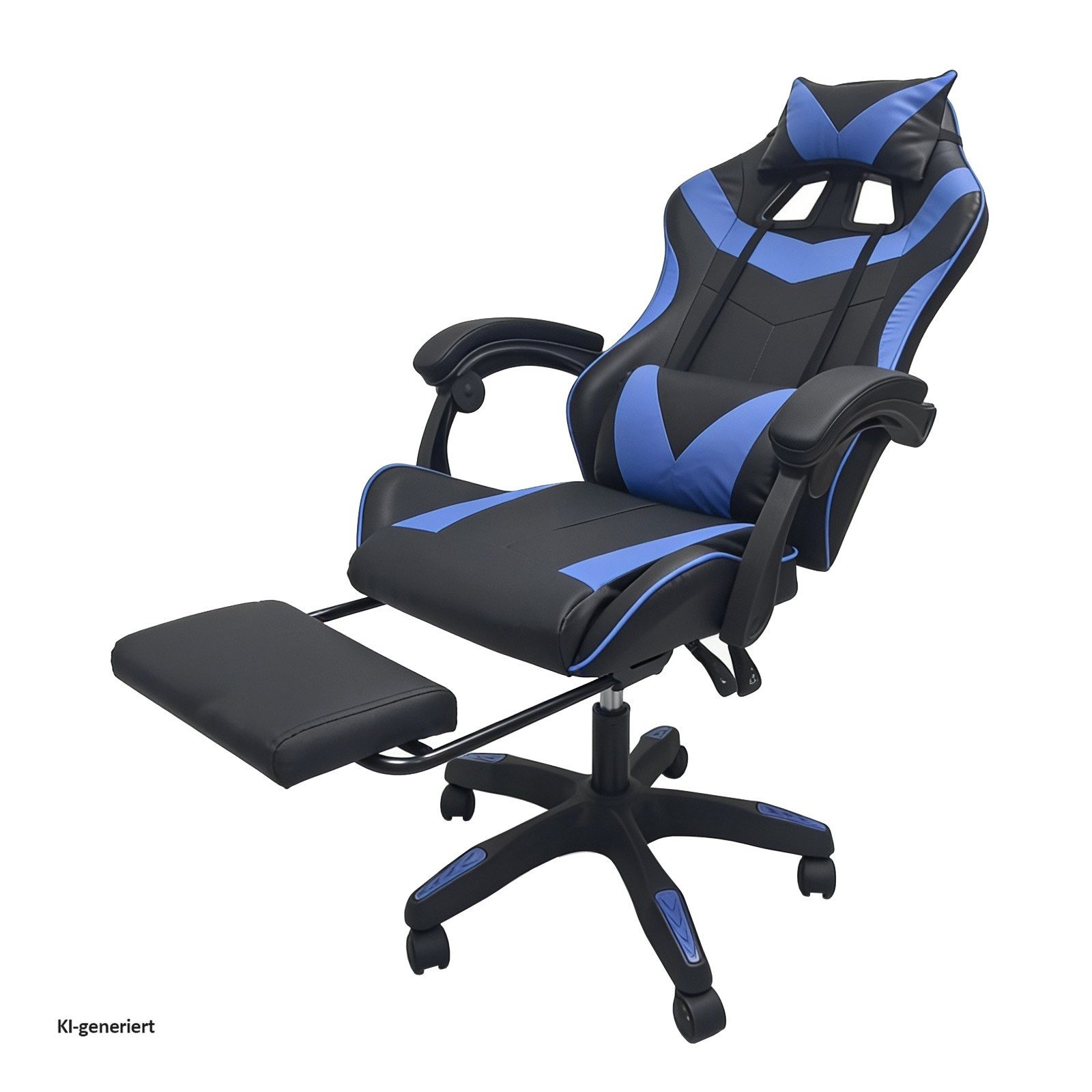 HTI-Living Gaming-Stuhl Ergonomischer Gaming Stuhl mit Fußstütze Racing-Design Schwarz-Blau (Stück, 1 St) – Bild 4 von 4
