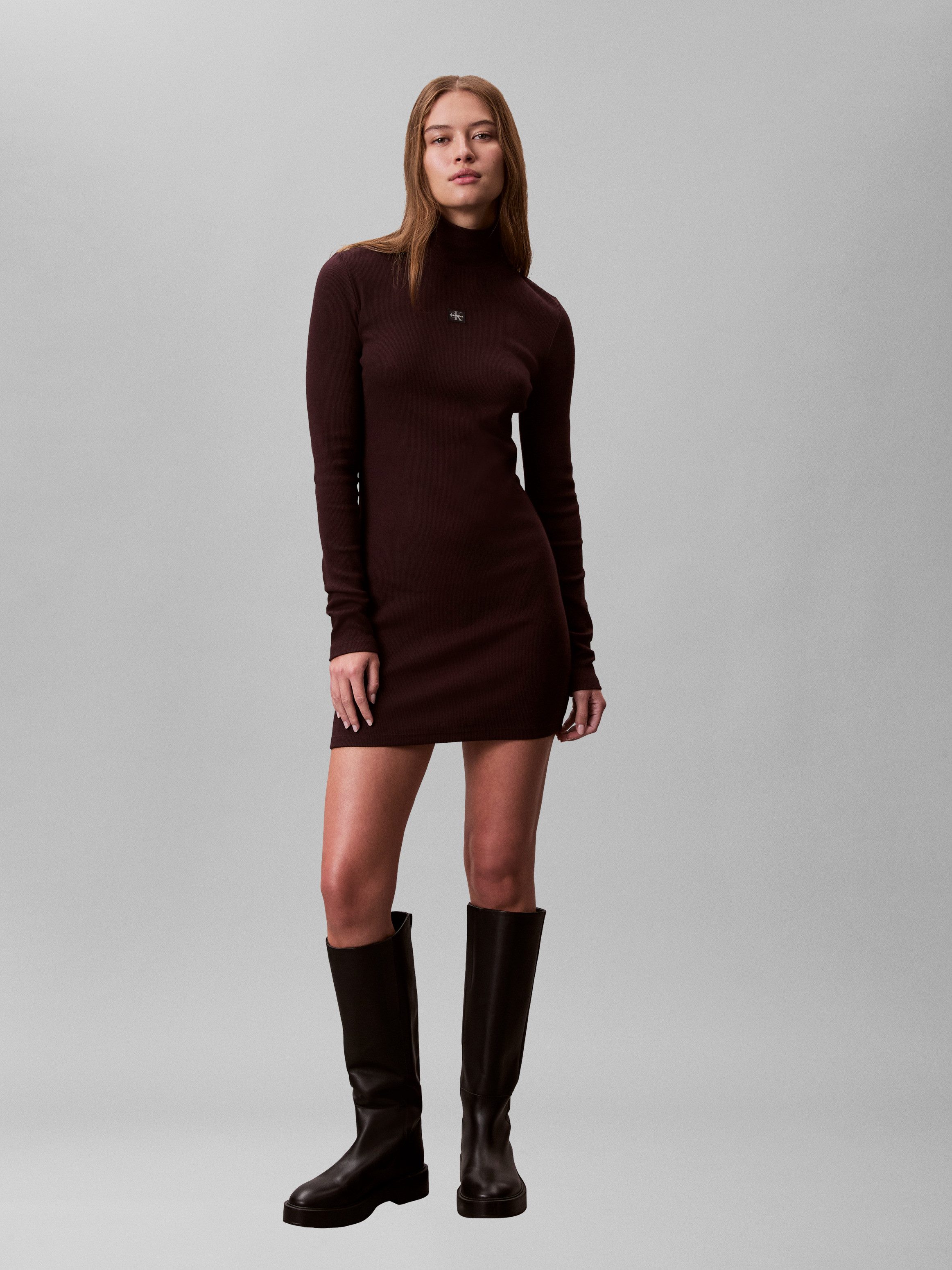 Calvin Klein Jeans Minikleid Figurbetonte Passform mit Stehkragen