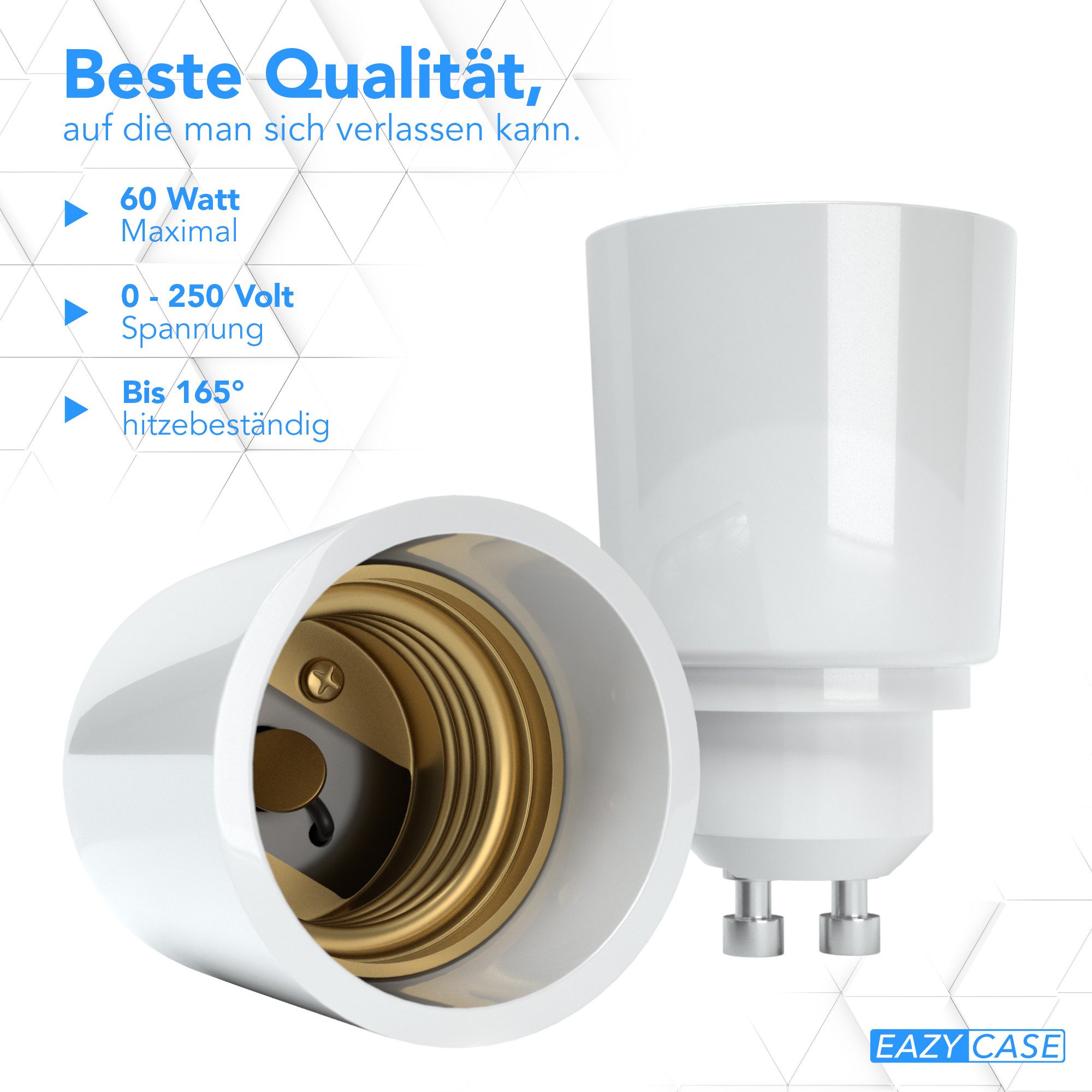 EAZY CASE Lampenfassung Lampensockel Sets GU10 auf E27 Adapter Fassung Lampe Stecker Glühbirne, (Spar-Set), Lampenadapter GU10 zu E27 Adapter Lampen LED Halogen Energiesparlampen