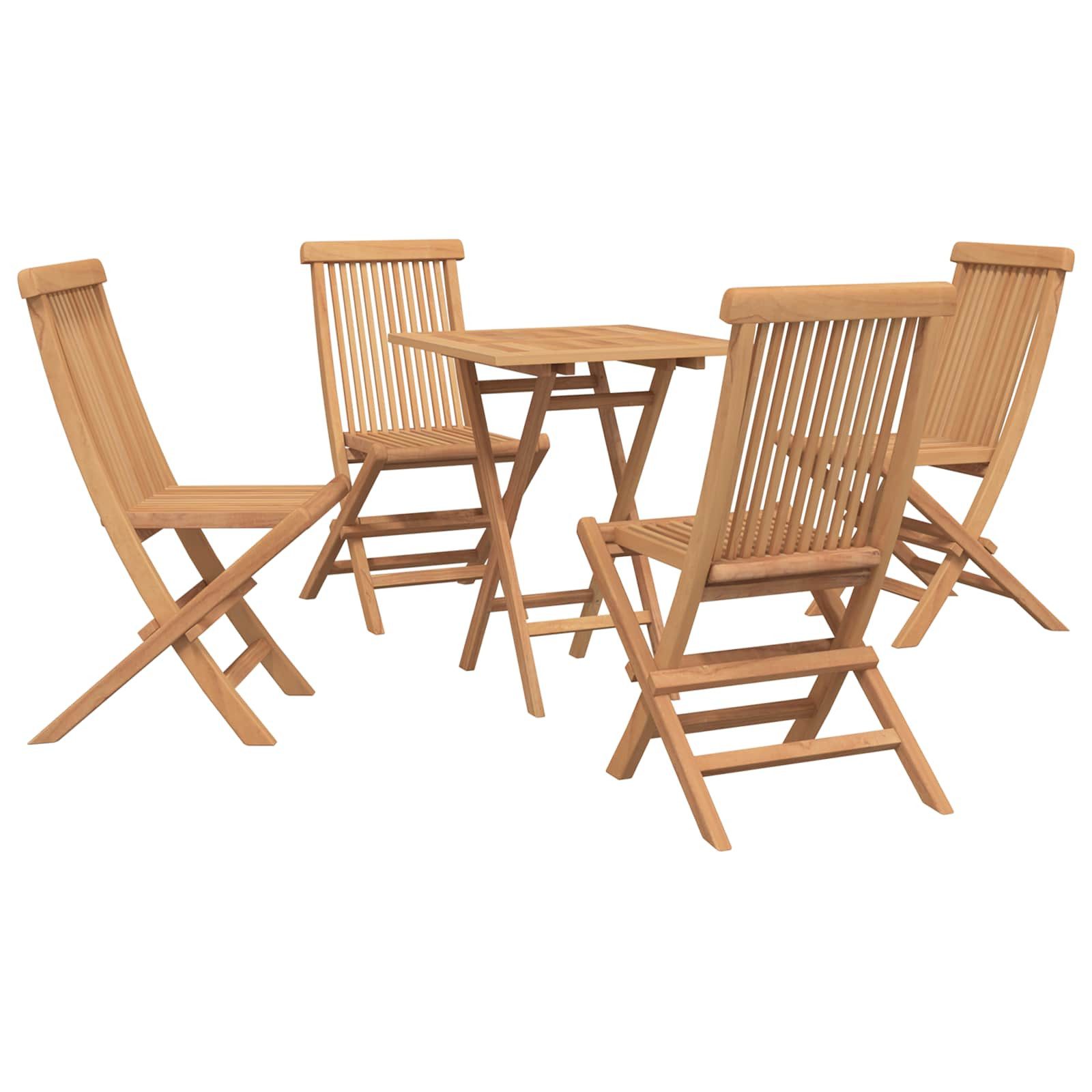 vidaXL Gartenlounge-Set Faltbare Garten-Essgruppe 5-teilig Natur Massivholz, (5-tlg)