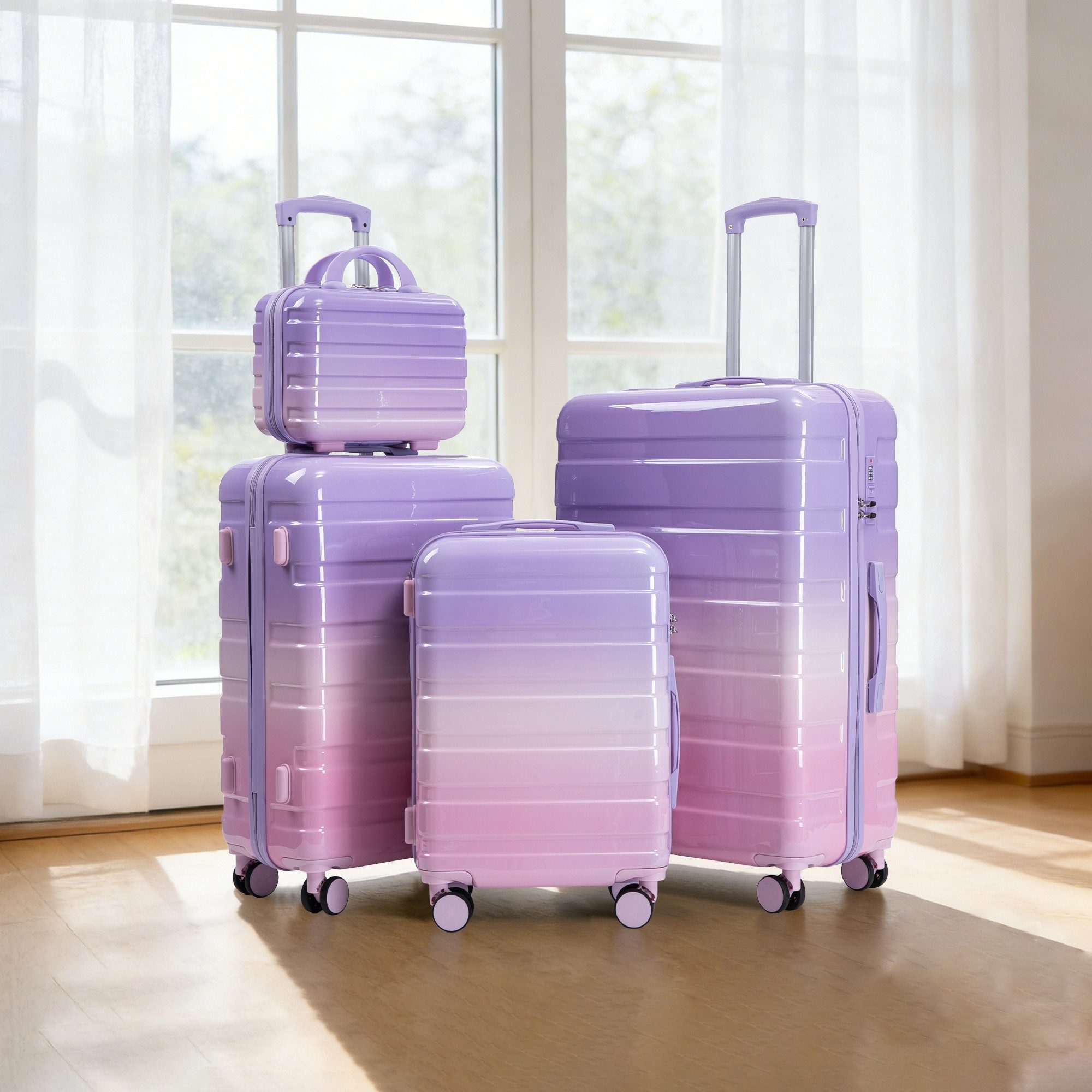 OKWISH Kofferset Trolleyset Hartschalen, 12 Rollen, (mit Seitenhandgriffen, günstig online kaufen