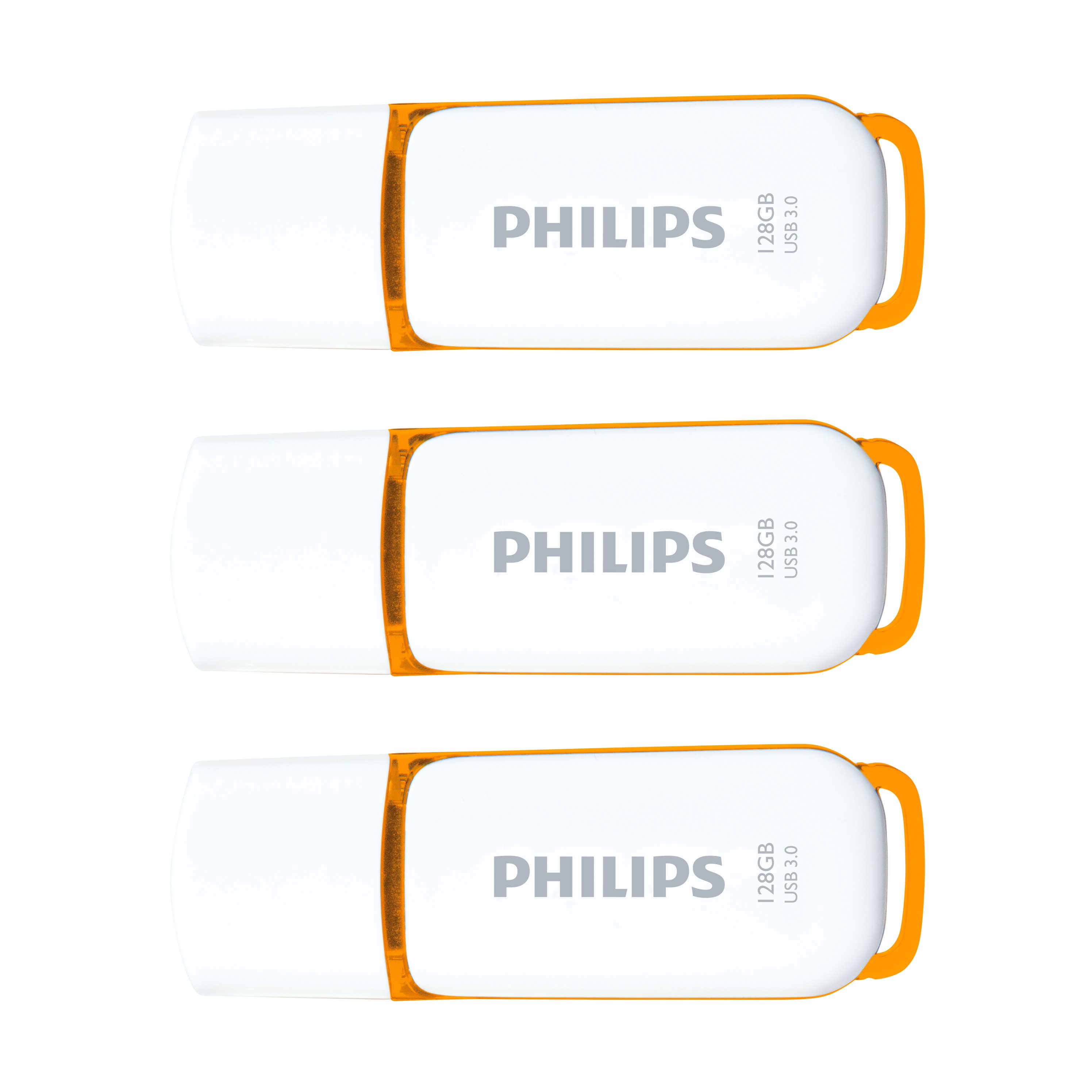 Philips FM12FD70E/00 USB-Stick (USB 2.0, Lesegeschwindigkeit 23,00 MB/s, 128 GB USB-Stick, Sunrise Orange, 3er-Pack)
