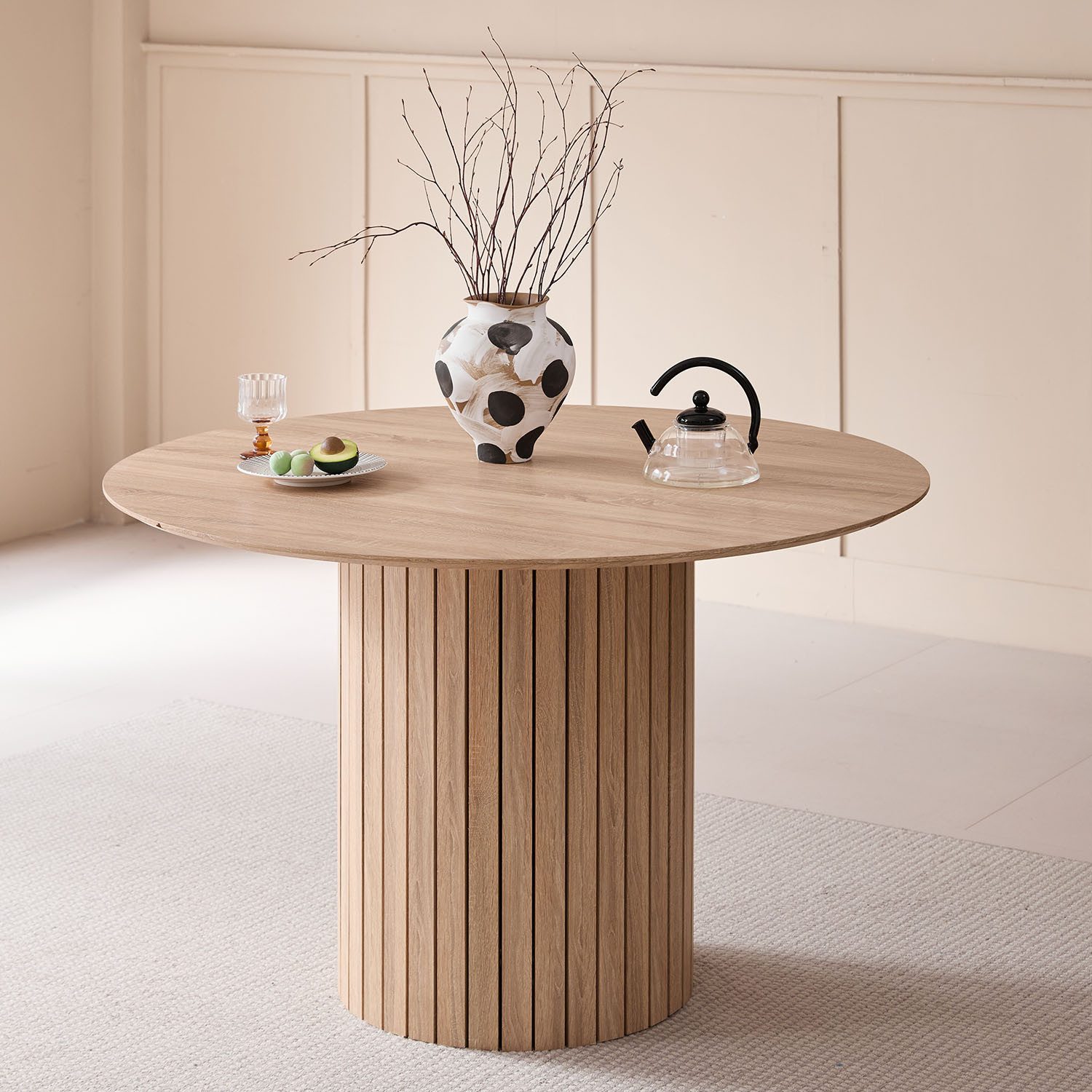 GrandCA HOME Esstisch Moderner runder Esstisch aus Holz (MDF) (1-St), Geeignet für Küchen und Esszimmer, 120 × 76 cm