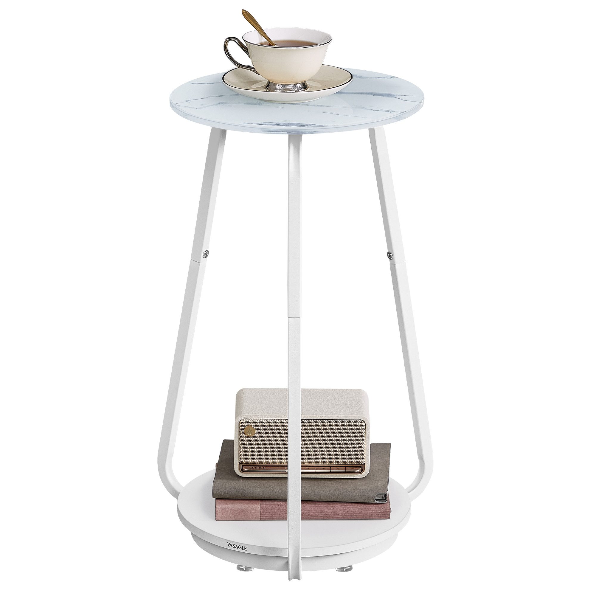 VASAGLE Beistelltisch, Beistelltisch, rund, Nachttisch mit 2 Ebenen, für Wo günstig online kaufen