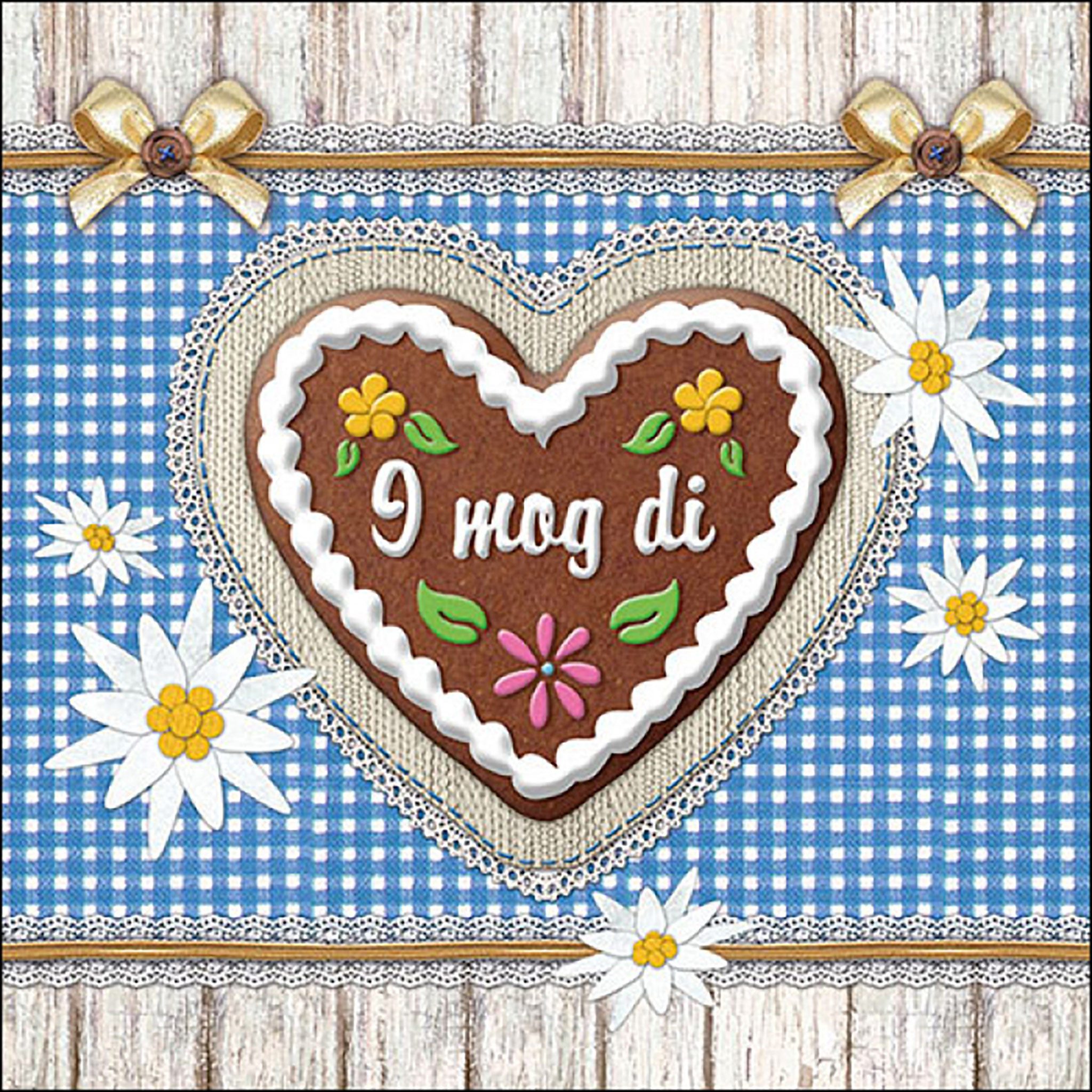 Ambiente Luxury Paper Products Papierserviette, Servietten Papier 33x33cm 3-lagig mit Lebkuchenherz Motiv 20 Stück