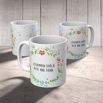 Mr. & Mrs. Panda Tasse Zusammen durch dick und... - Geschenk, Kaffeebecher, Tasse Sprüche, T, Keramik