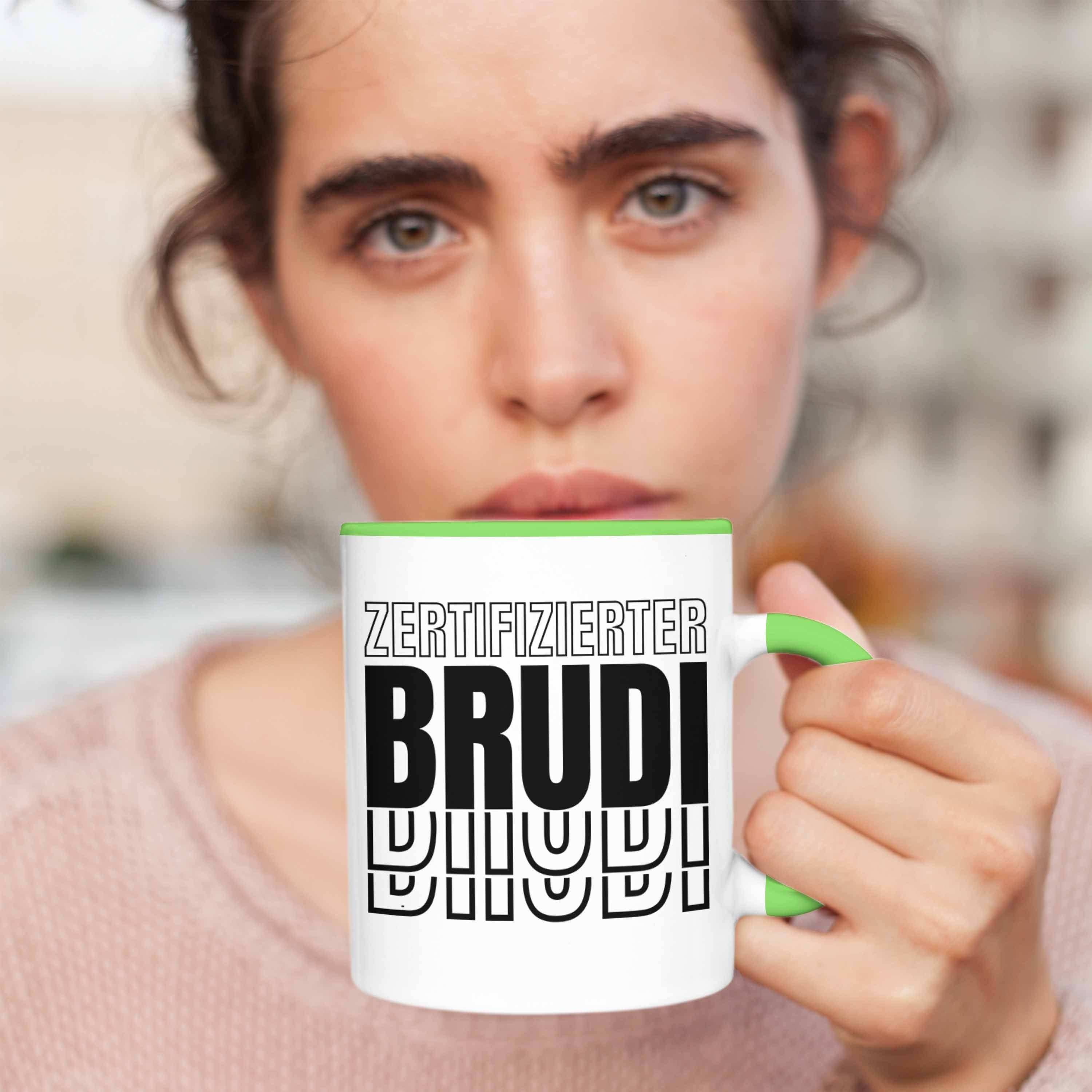 Trendation Geschenkidee - Grün Spruch Beste Freund Tasse Geschenk Zertifizierter Brudi Bro Bruder Trendation Tasse