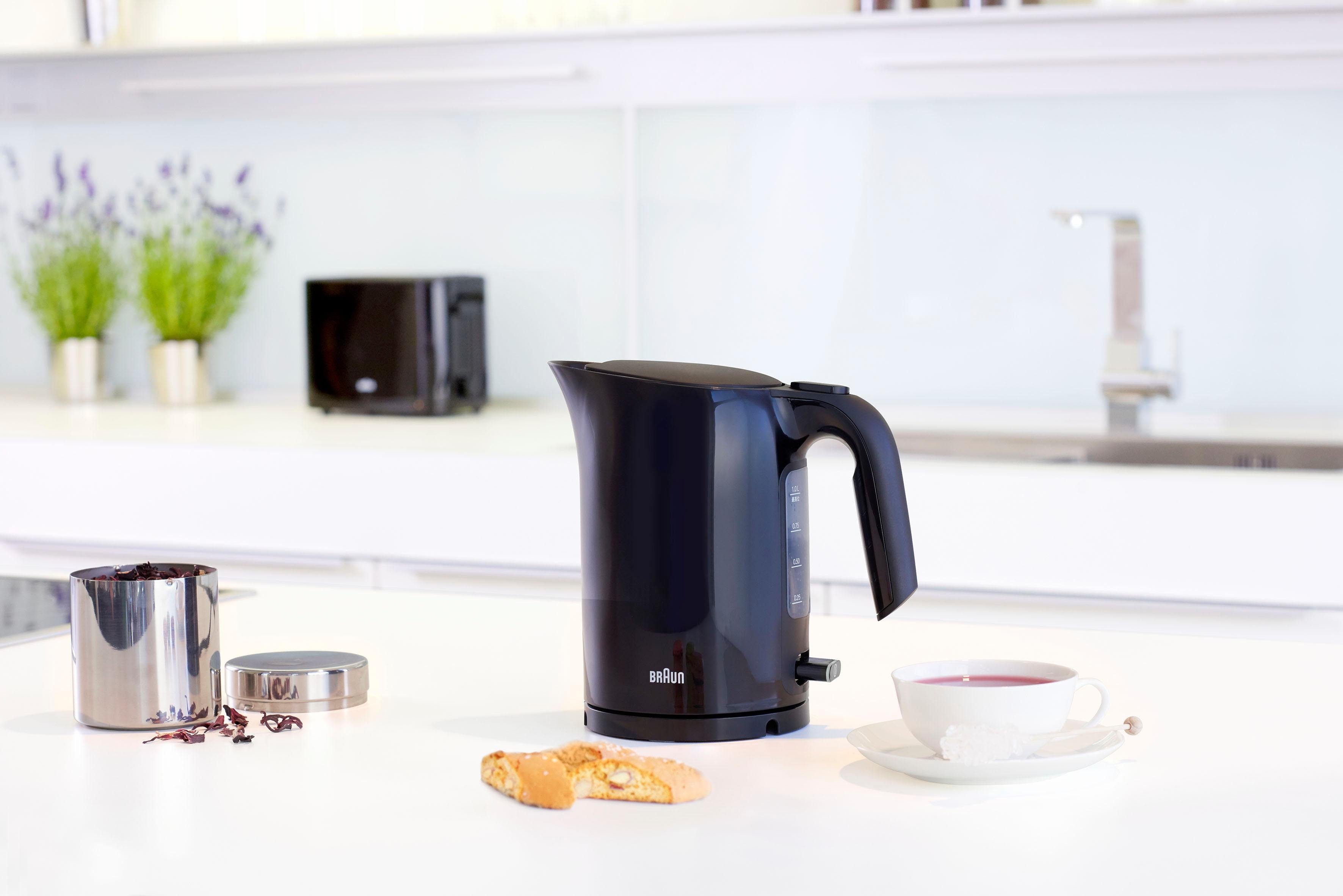 Braun Wasserkocher PurEase WK 3000 BK - 1,0 L, Schnellkochsystem, Anti-Kalk Filter, 1 l, 2200 W, 2.200 W, Kocht 200 ml in 45 Sek., 360 Grad Heitzsockel – Bild 4 von 5