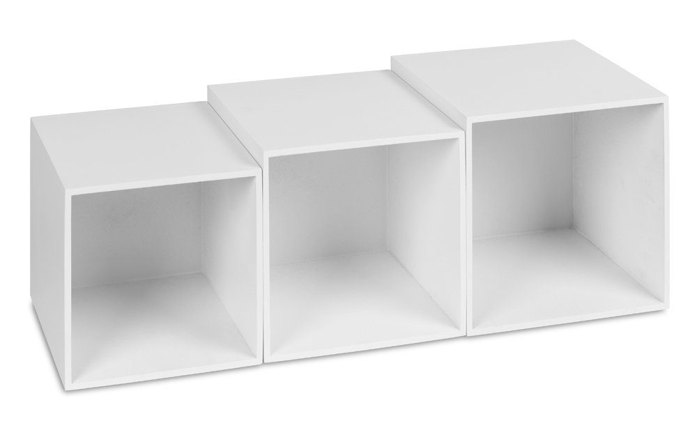 Cubix Aufbewahrungsbox cubix-CD-Boxen-Set weiss, 3 Aufbewahrungs-Boxen Holz für 40 CDs.