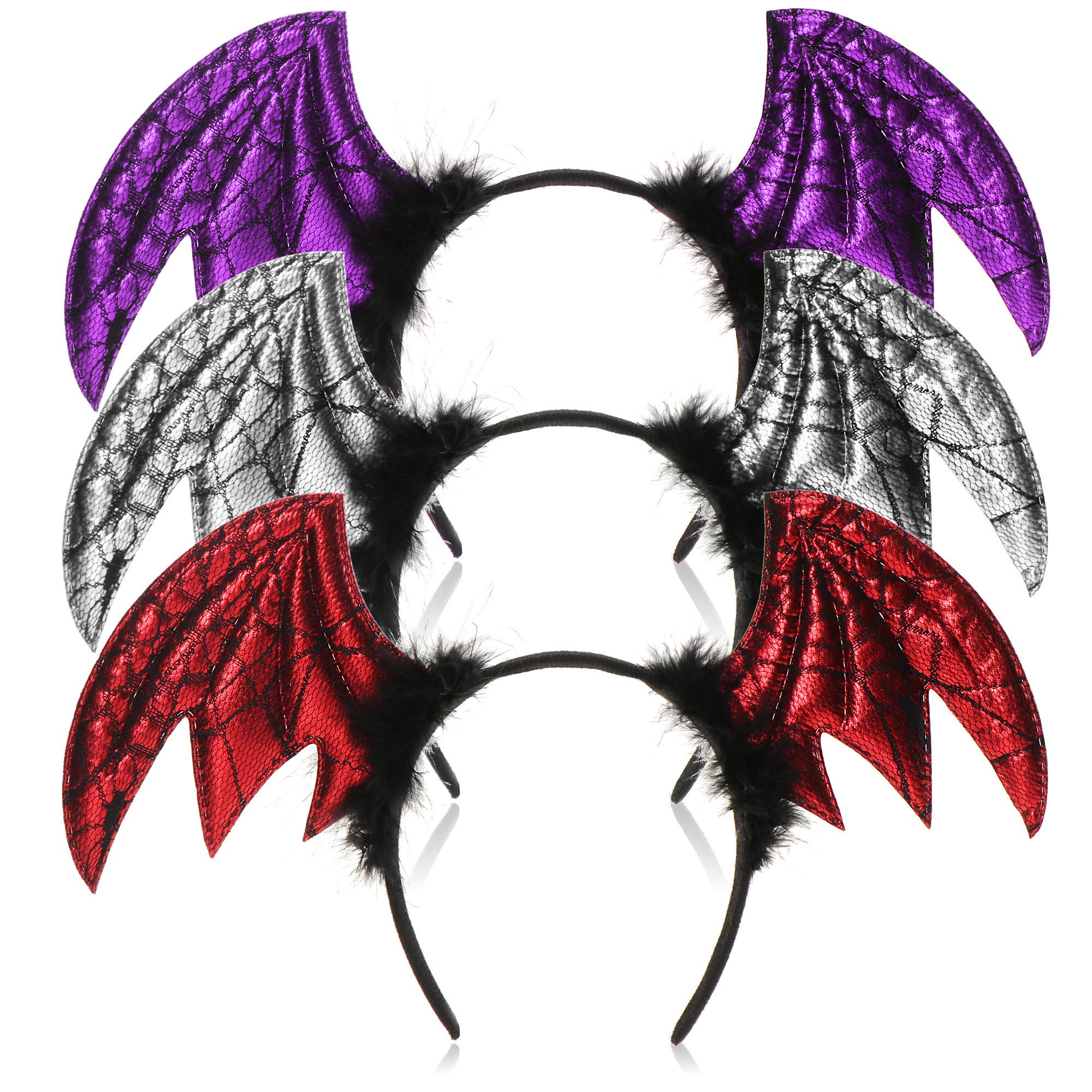 com-four Diadem Diadem Halloween- & Fasching Haarreif - Haarreif in tollem Design (3-tlg), Kostüm Zubehör für Halloween, Fasching und Mottopartys
