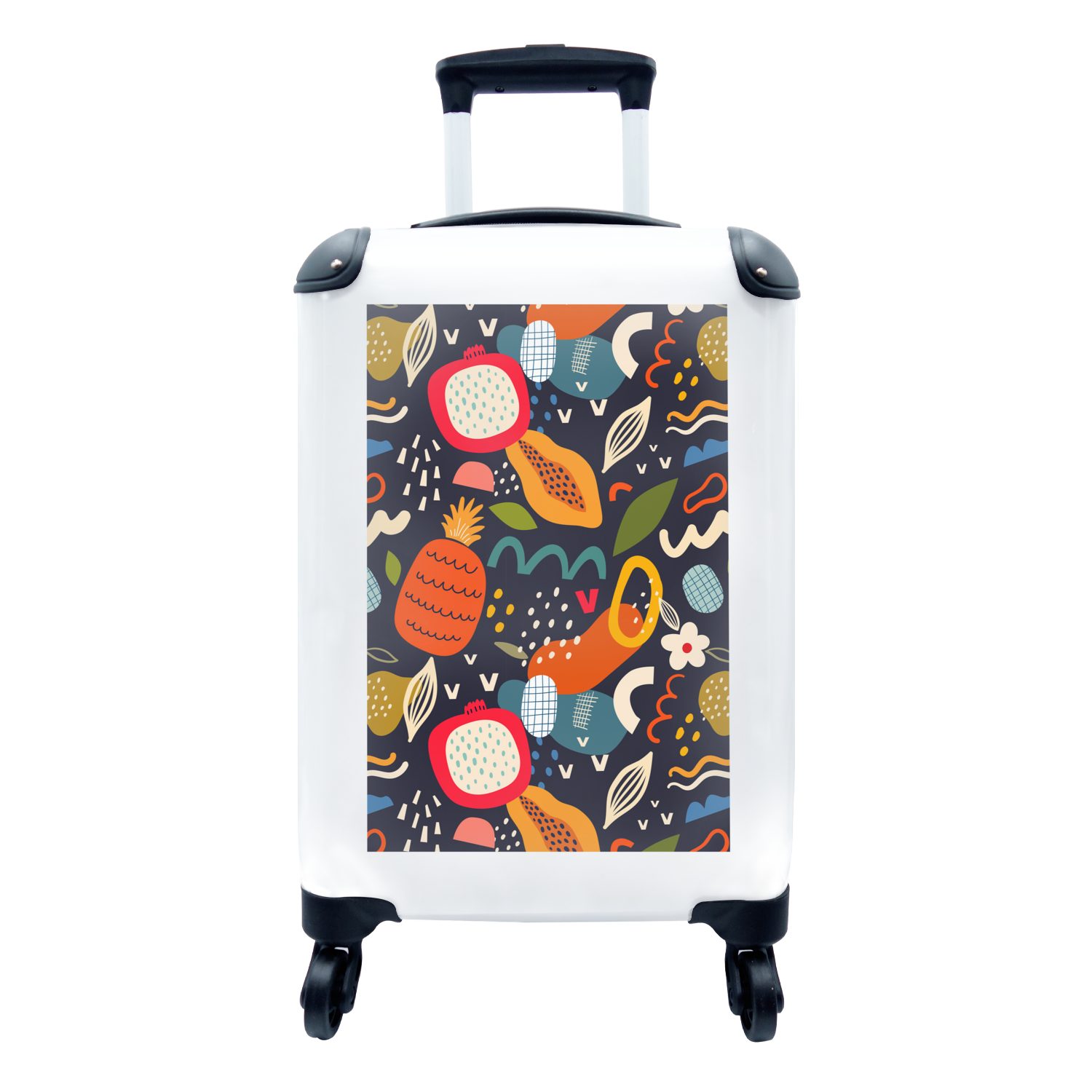 MuchoWow Handgepäckkoffer Obst Handgepäck rollen, Blau, mit Rollen, Drachenfrucht Reisekoffer - - - für - 4 Reisetasche Ferien, Trolley, Papaya Lebensmittel