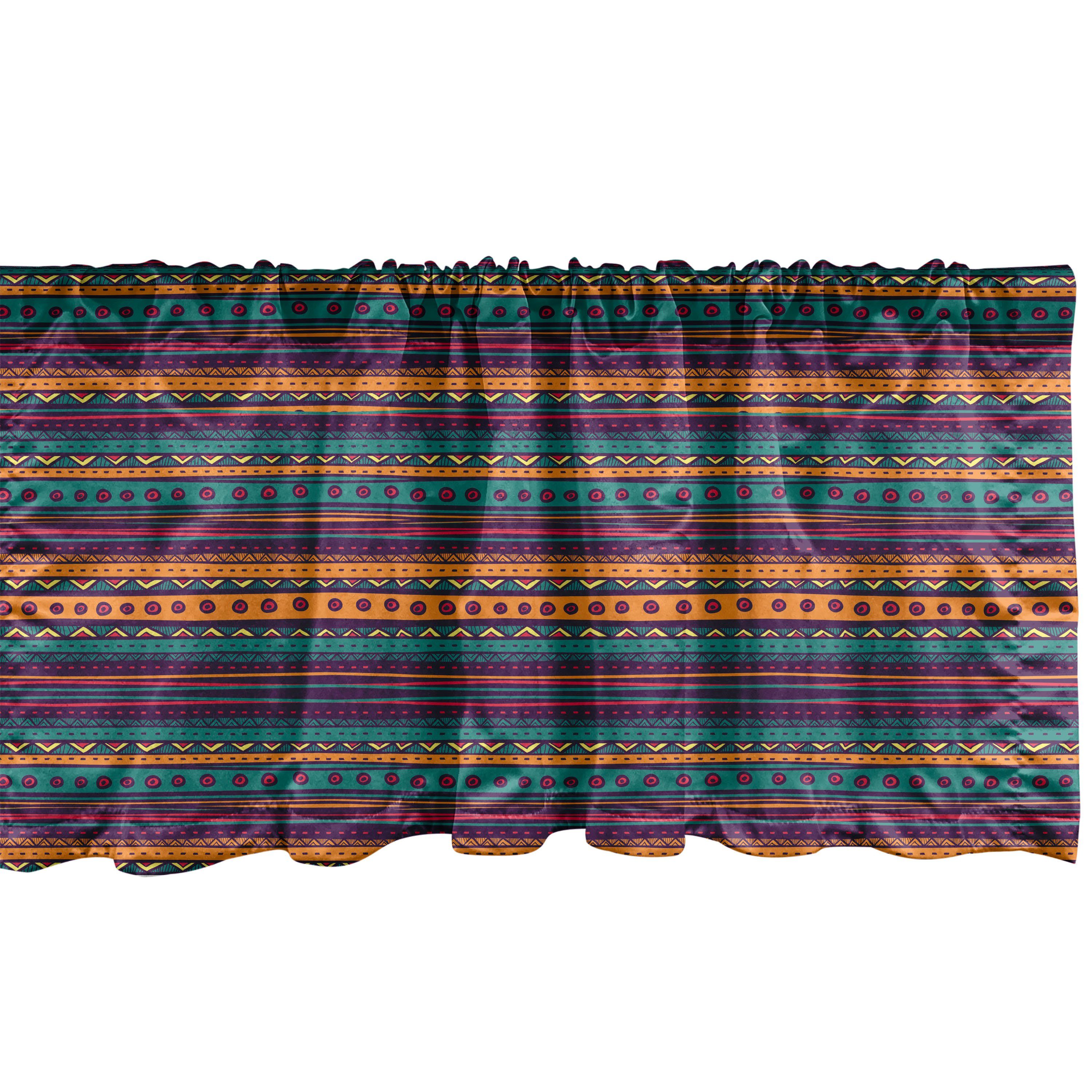 Scheibengardine Vorhang Volant Dekor Kunst Gestreift mit Stangentasche, Aztec Retro Schlafzimmer Microfaser, Küche für Abakuhaus