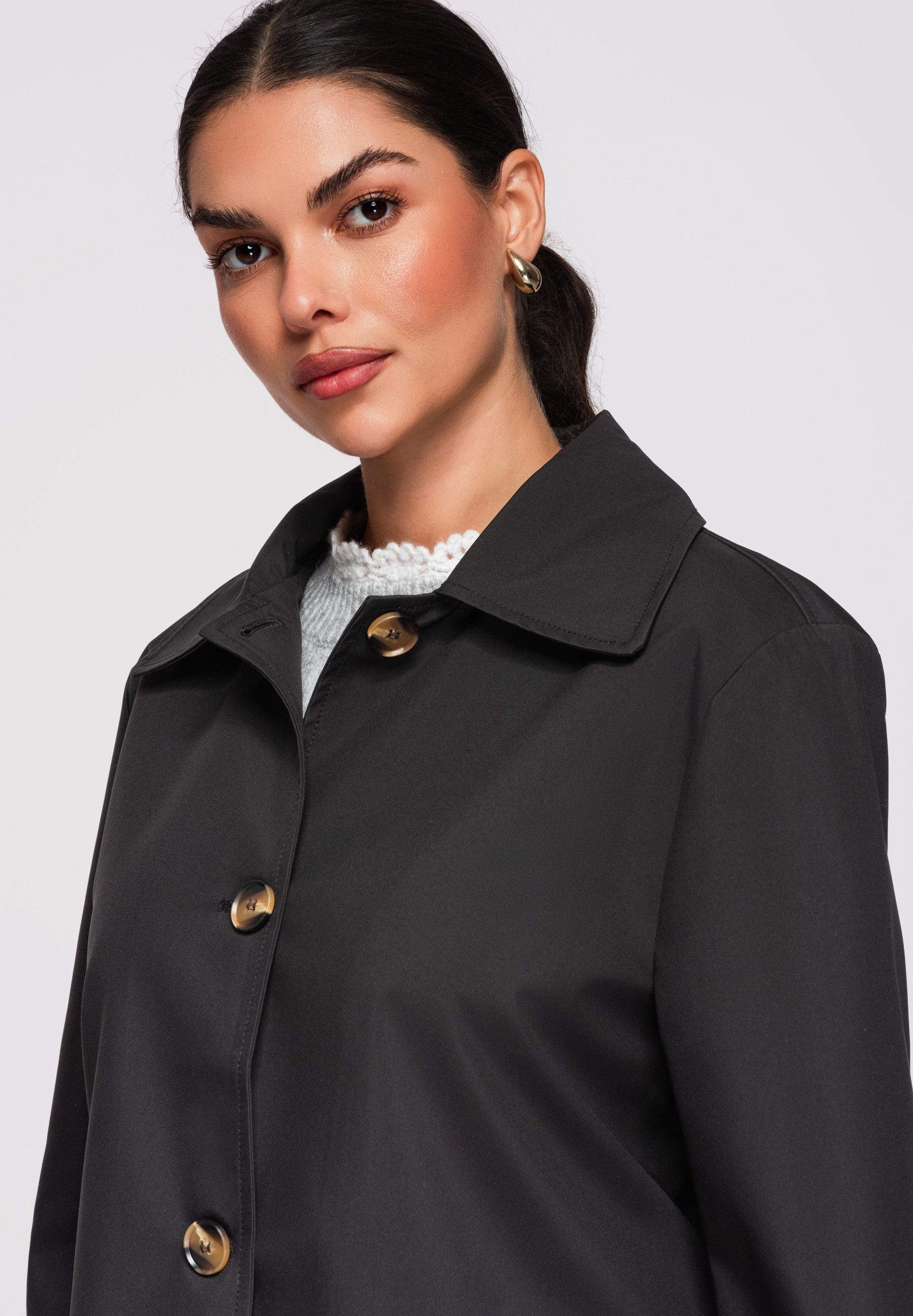 OMBRE Trenchcoat Damenmantel in Hüftlänge im klassischen Trenchcoat-Stil Damenmantel in Hüftlänge