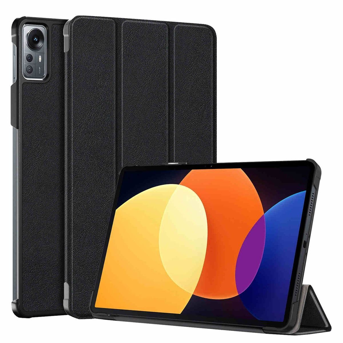 Wigento Tablet-Hülle Für Xiaomi Mi Pad 5 Pro 12.4 2022 Tablet Tasche 3 folt  Wake UP Smart Cover Etuis Schutz Case