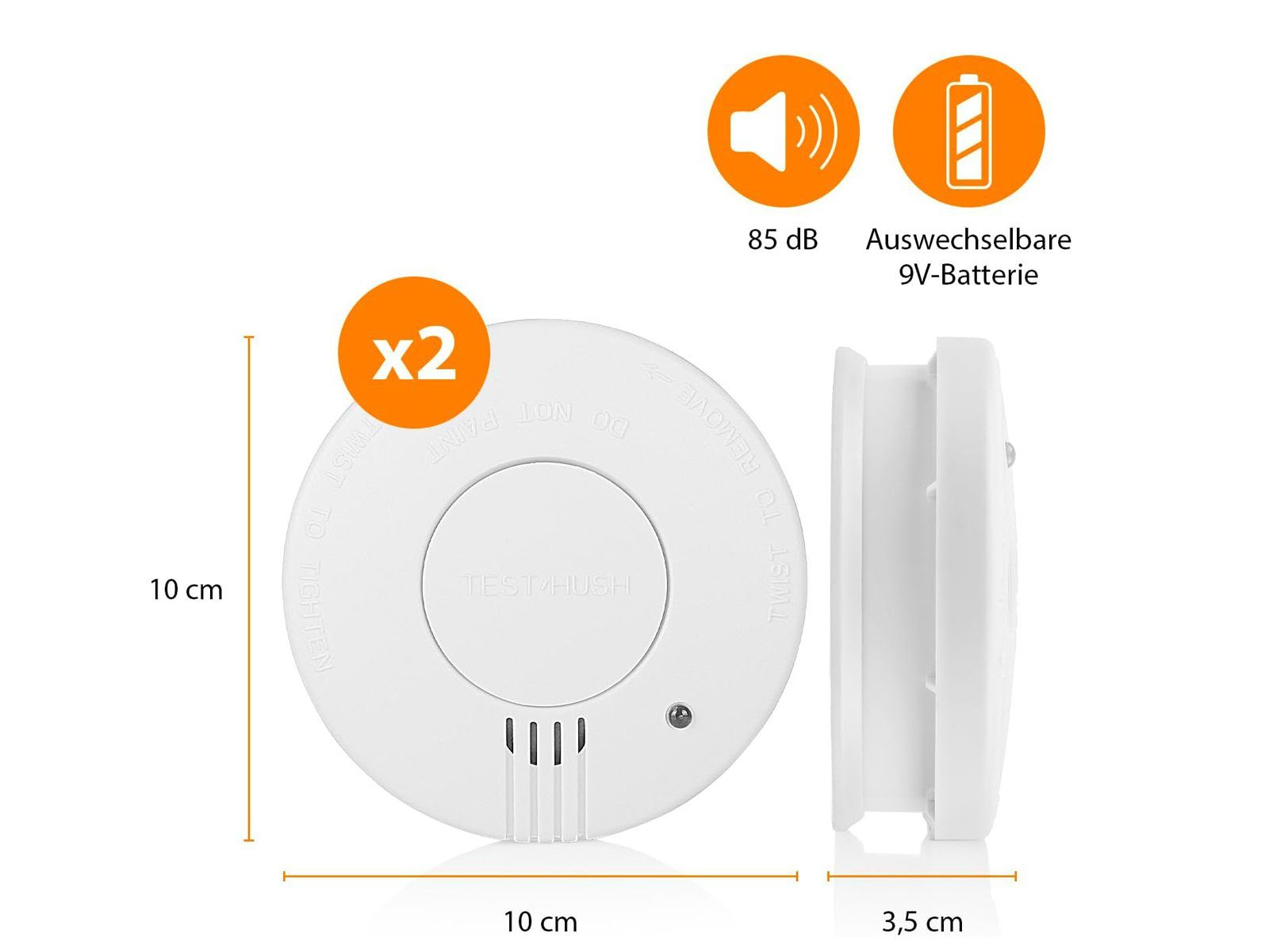 smartwares Rauchmelder (4er Set Brandmelder mit 5 Jahres Batterie, Weiß, Ø 10cm)