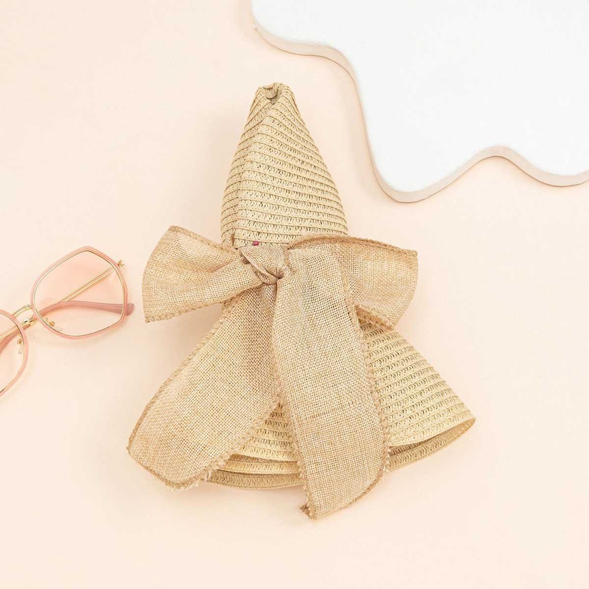 Vivi Idee Strohhut Sonnenhut Sommerhut Strandhut Straw hat, Damen faltbar, Einheitgröße wellenförmiger Rand