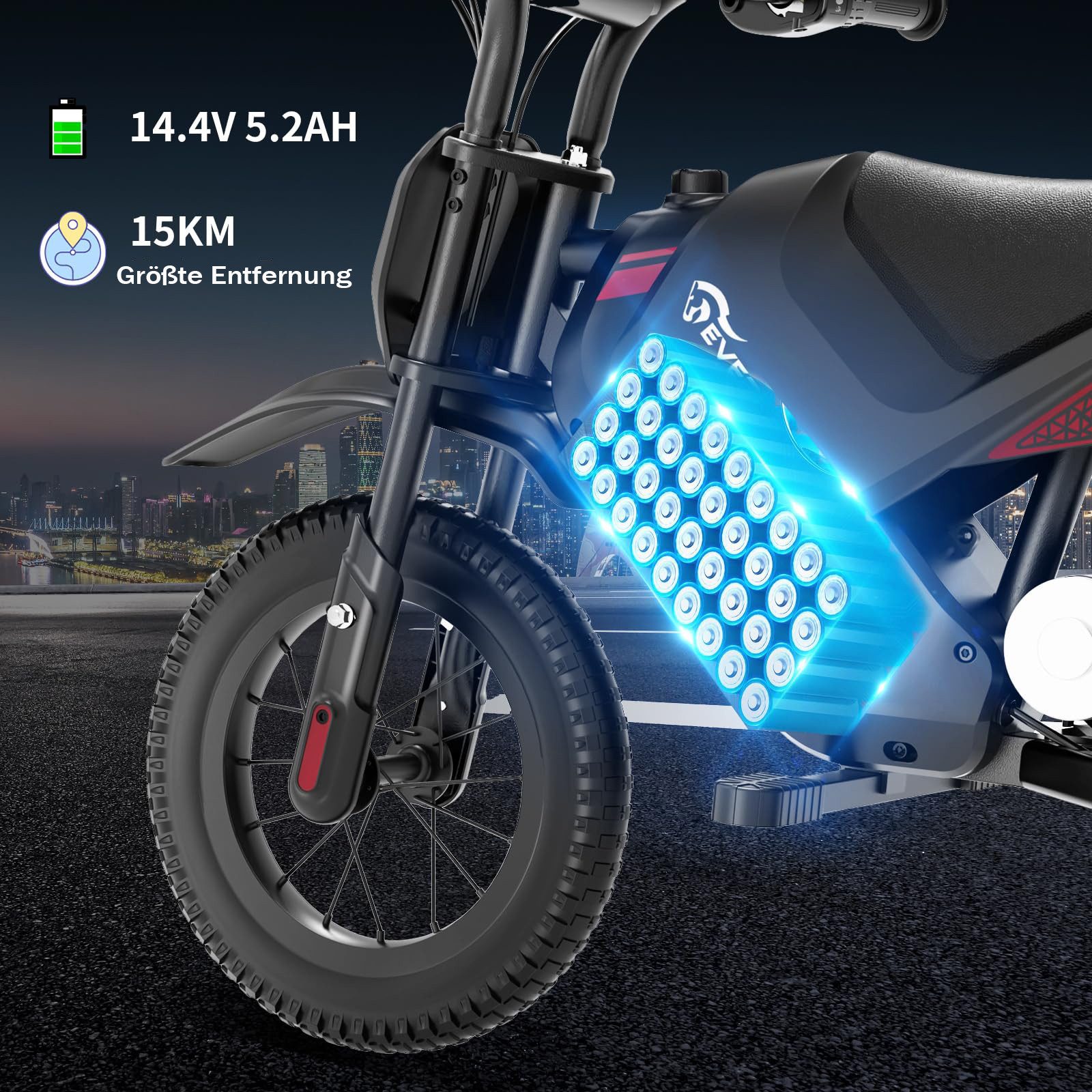 EVERCROSS TECH Elektro-Kindermotorrad Elektro Motorrad mit 150W Motor, 12 Zoll Luftreifen, 5,2AH, MAX 10KM Lange Reichweite, Elektromotorrad für Kinder