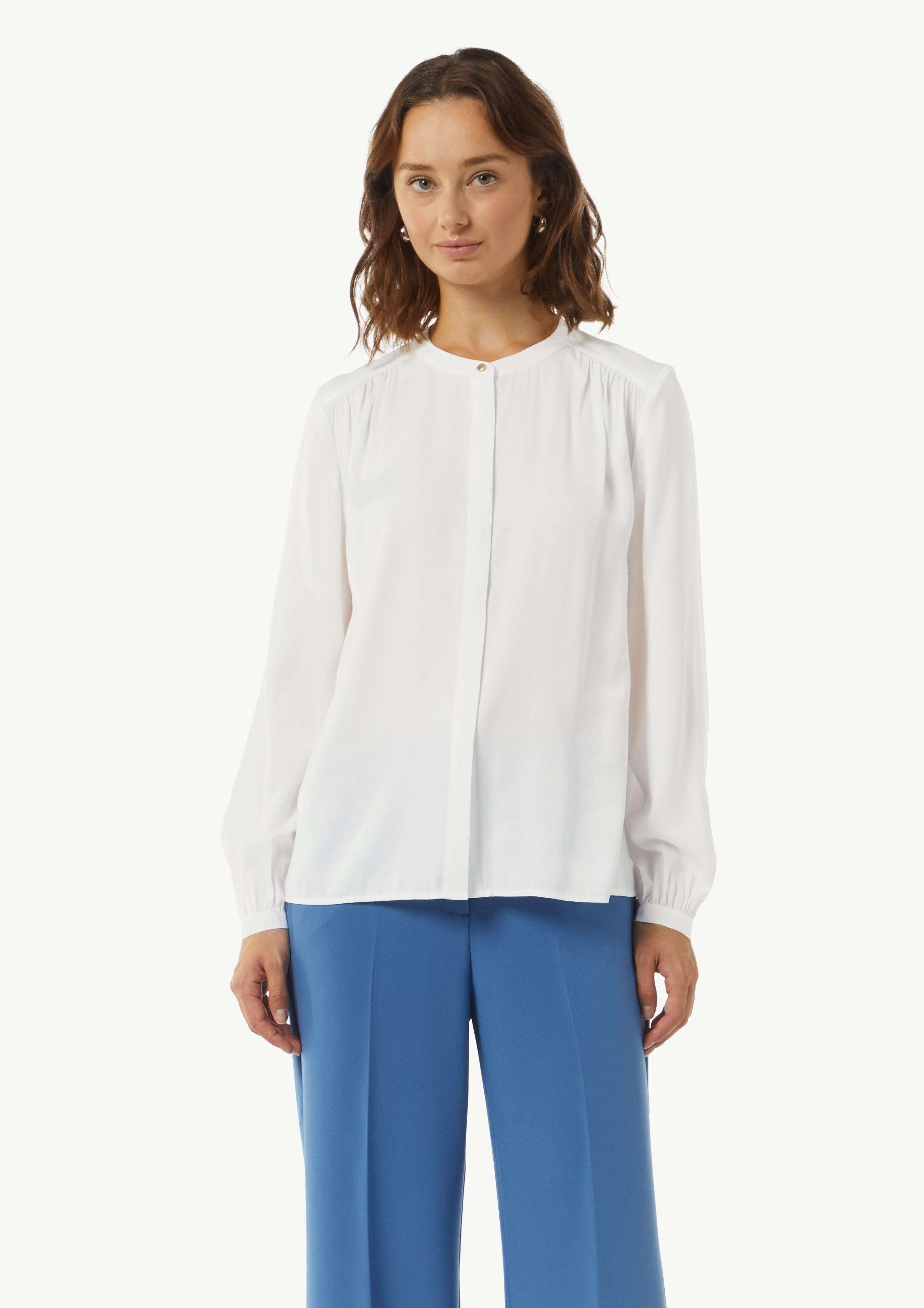 Langarmbluse Satinbluse mit Raffung