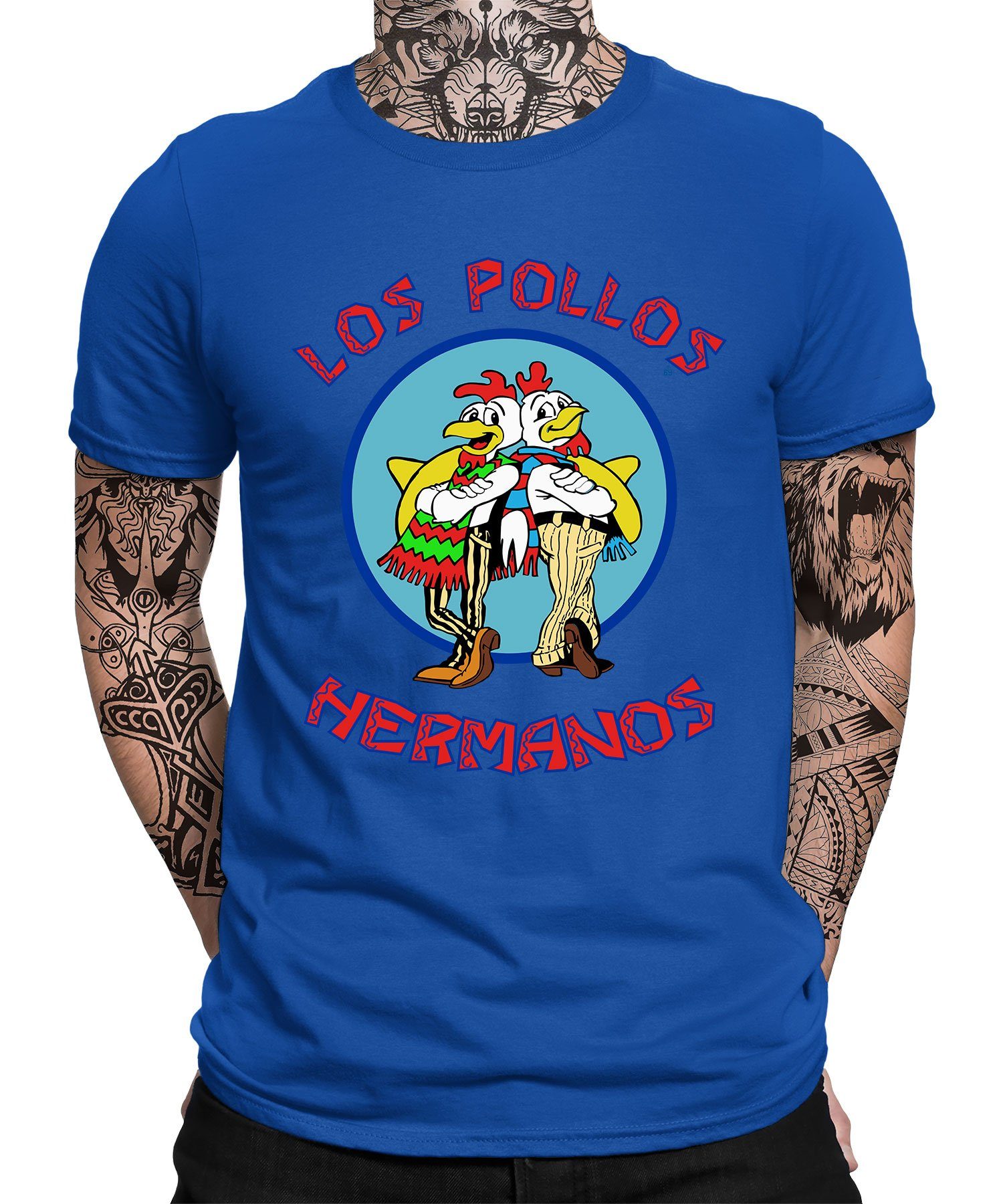 Blau Herren Quattro Pollos Bad (1-tlg) T-Shirt Kurzarmshirt Los Formatee Hermanos