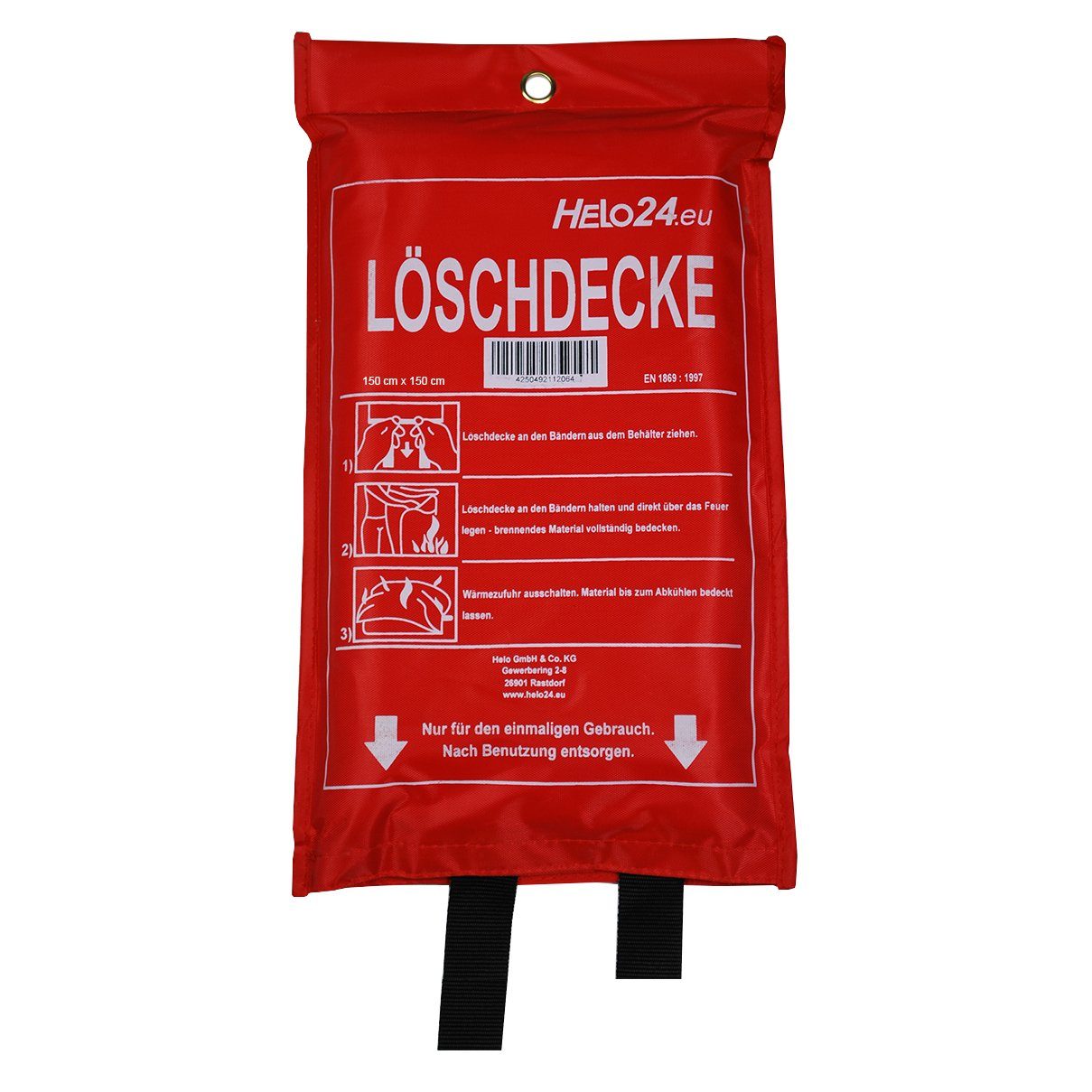 HELO24 Löschdecke 1,5x1,5m, 150x150 cm