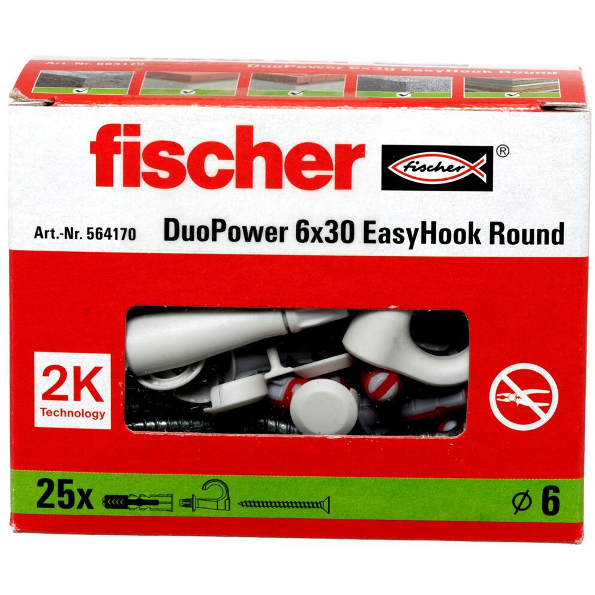 Fischer Universaldübel fischer EasyHook Round DuoPower (25 Dübel, 6x30