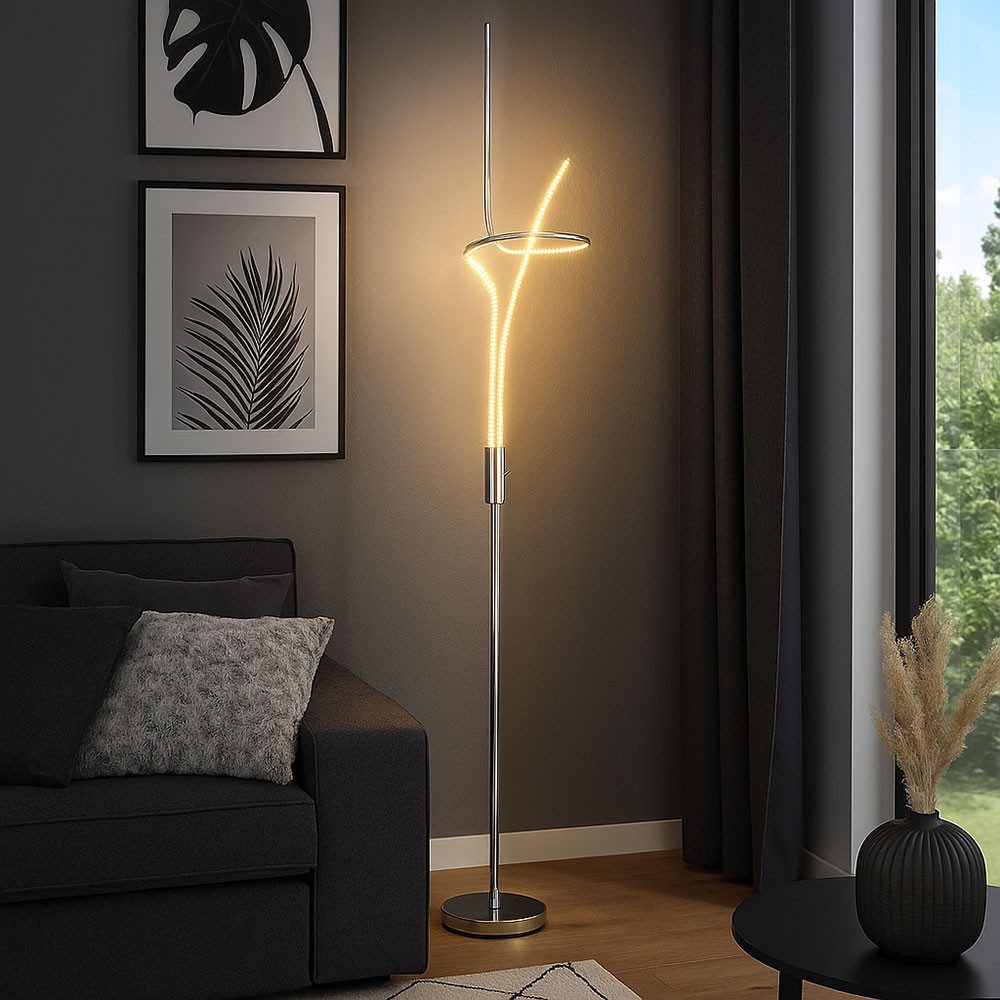 Esto LED Stehlampe, LED-Leuchtmittel fest verbaut, Warmweiß, Stehleuchte Standleuchte Stehlampe Designleuchte Chrom, Acryl