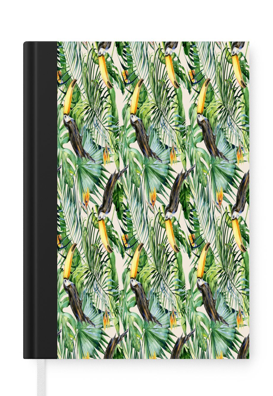 Tagebuch, Merkzettel, Journal, A5, Tropisch, Notizheft, 98 - Seiten, MuchoWow Paradiesvogelpflanze Haushaltsbuch Tukan Notizbuch -
