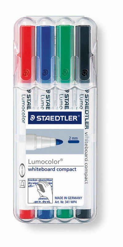 STAEDTLER Whiteboard Marker STAEDTLER® Whiteboardmarker Lumocolor 4St Box compact 1,5mm 341 WP4, DRY SAFE Tinte