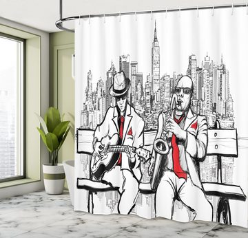 Abakuhaus Duschvorhang Moderner Digitaldruck mit 12 Haken auf Stoff Wasser Resistent Breite 175 cm, Höhe 180 cm, Retro Beats in New York Nacht