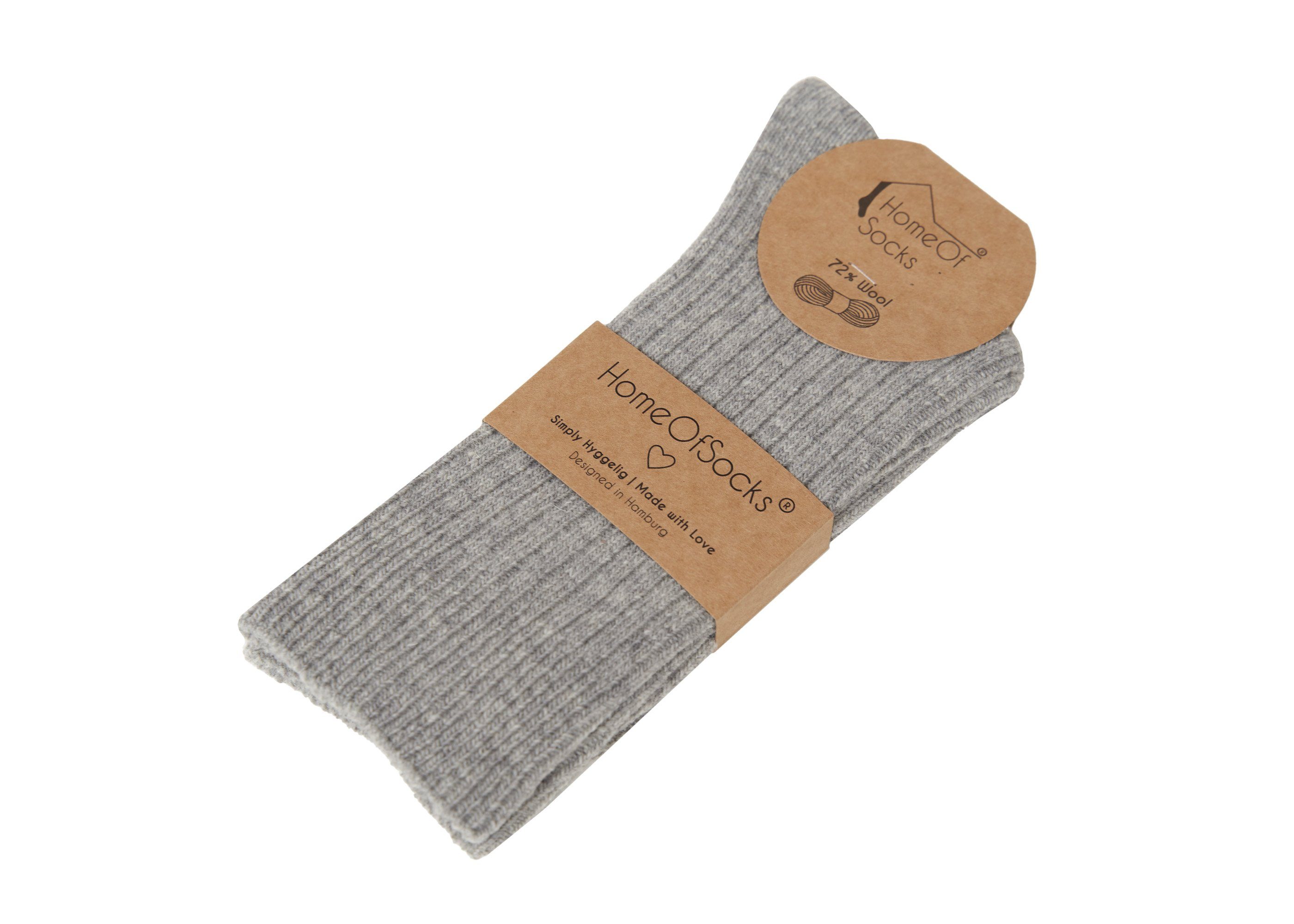 Bunt Bunte HomeOfSocks mit Hochwertige Wollsocken Dünn Wollsocken Dünne Socken Grau Druckarm 72% Uni Wollanteil