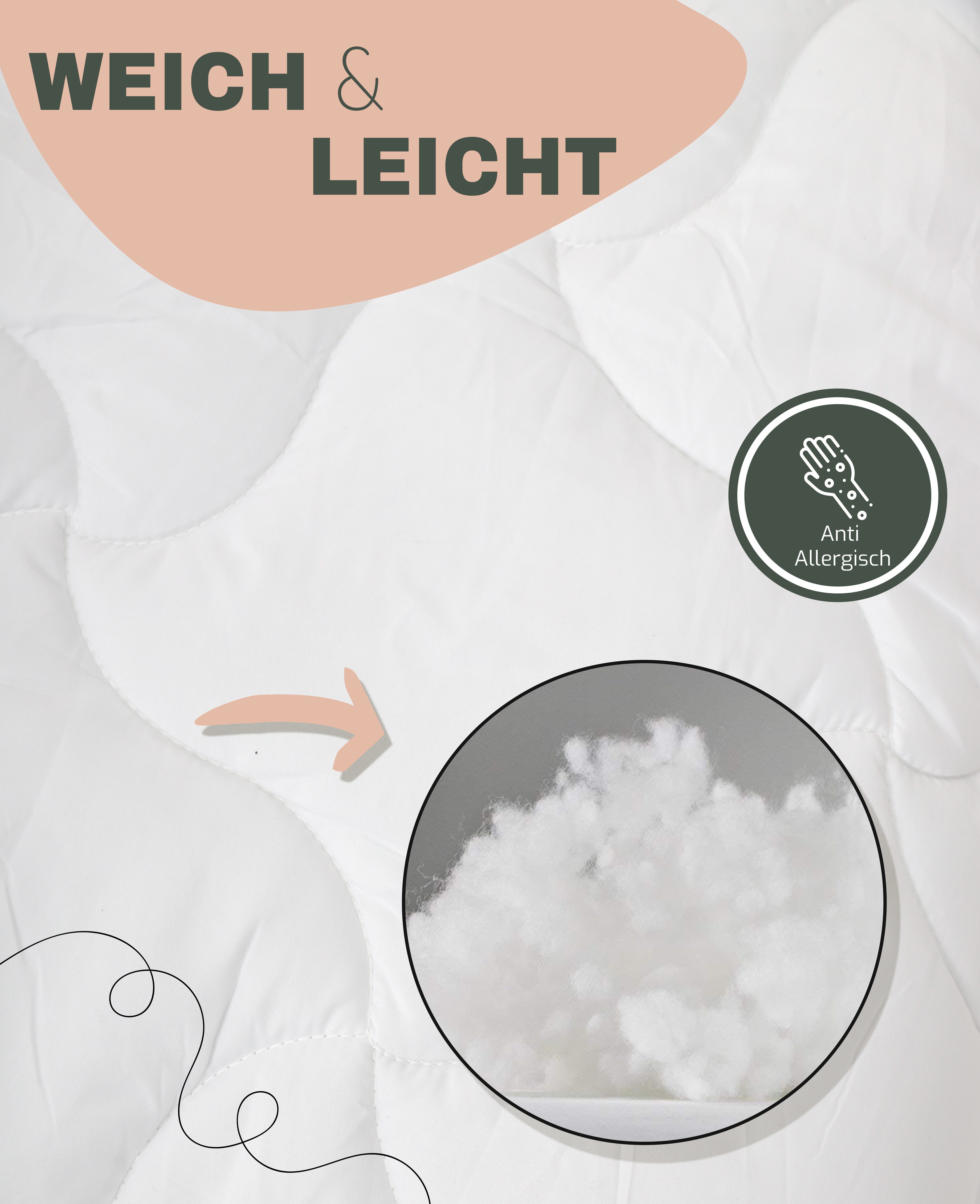 livessa Bettdecke + Kopfkissen Ideal für Ganzjahreszeiten mit 300 g/m² Füllung, Füllung: Hohlfaser, Bezug: Mikrofaser, Bettwaren SET weich und atmungsaktiv