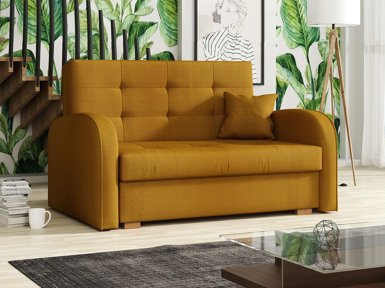 Sitzer Polstersofa und Wohnlandschaft Kissen, inkl. 01 mit Viva Gold Bettkasten II, Schlafsofa Kronos MIRJAN24 2 Schlaffunktion,