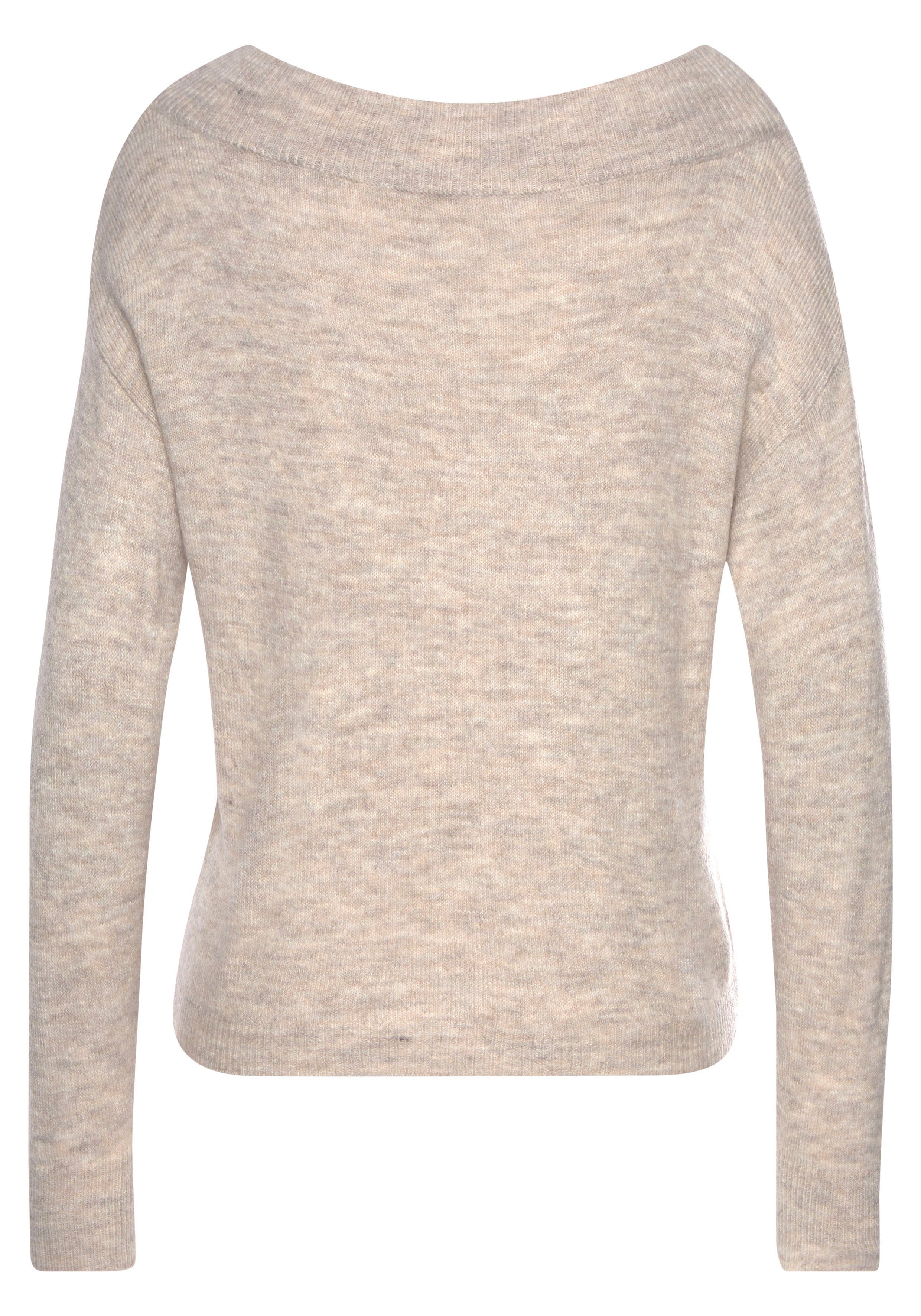 LASCANA Strickpullover mit U-Boot-Ausschnitt und Knoten-Detail, casual-chic