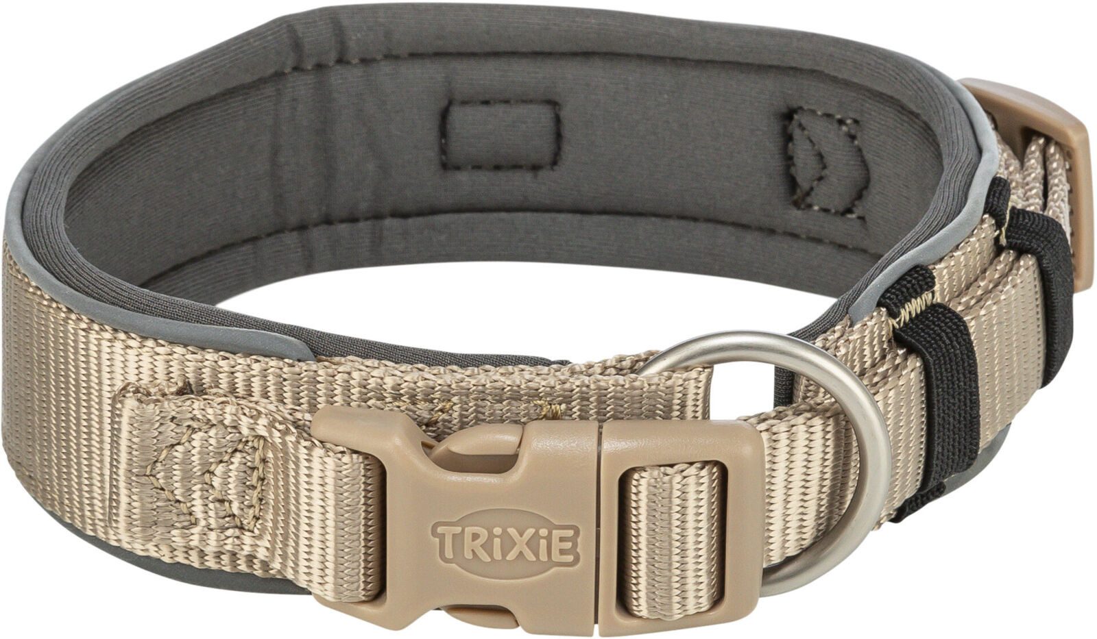 TRIXIE Hunde-Halsband TRIXIE Premium Halsband, extra breit - sand/grafit - 27–35 cm/25 mm, Gurtband